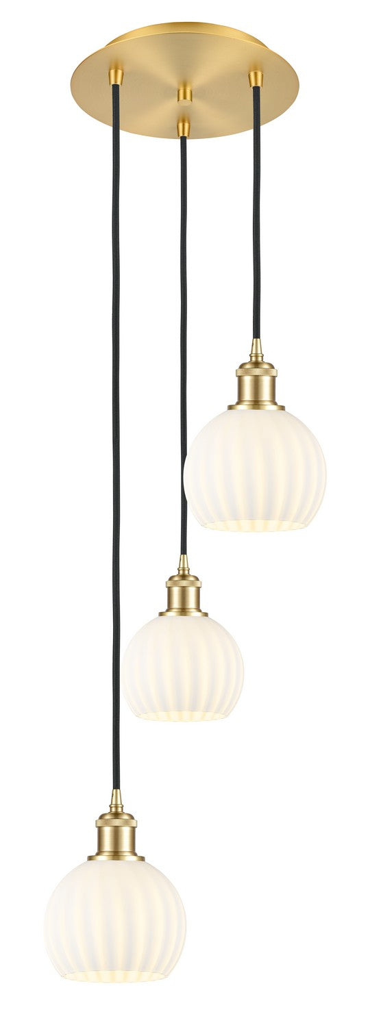 Innovations - 113B-3P-SG-G1217-6WV - Three Light Pendant - Ballston - Satin Gold