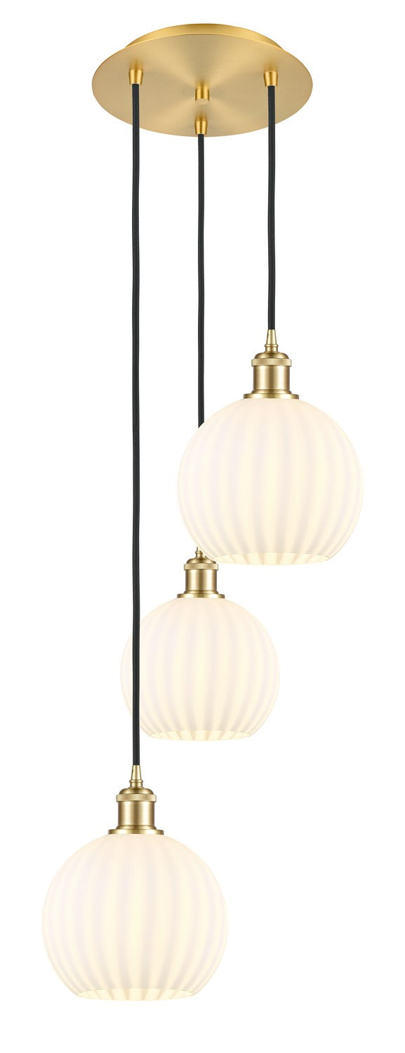 Innovations - 113B-3P-SG-G1217-8WV - Three Light Pendant - Ballston - Satin Gold