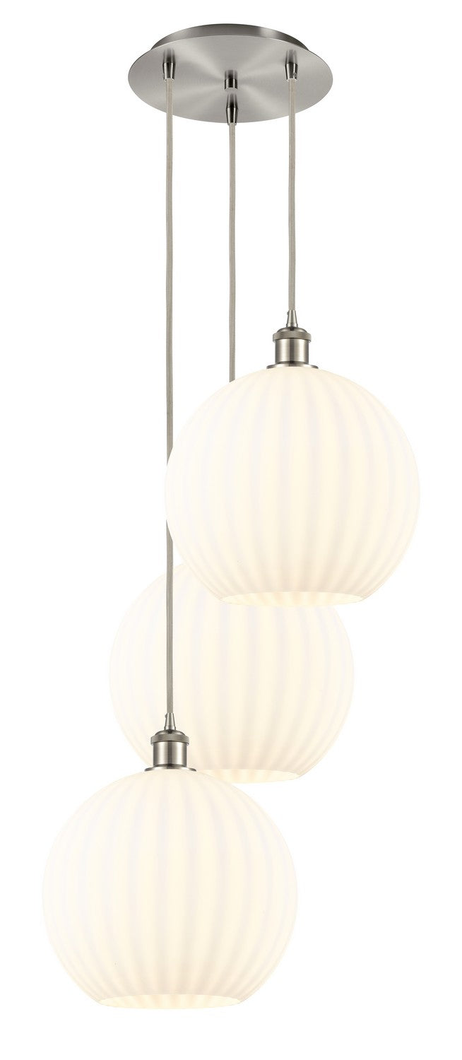 Innovations - 113B-3P-SN-G1217-12WV - Three Light Pendant - Ballston - Brushed Satin Nickel
