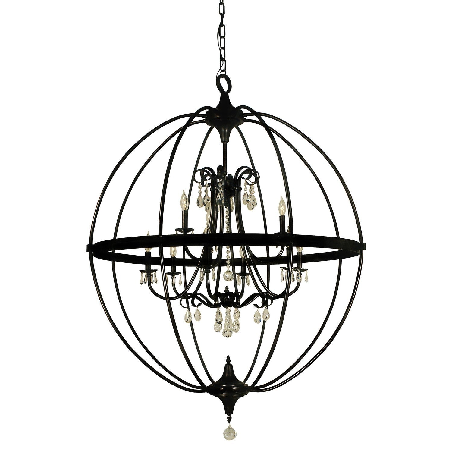 Framburg - 1070 MBLACK - Nine Light Foyer Chandelier - Compass - Matte Black