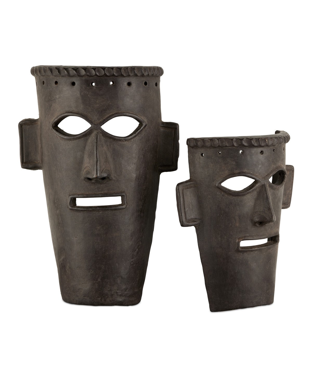 Currey and Company - 1200-0757 - Mask Set of 2 - Etu Collection - Dark Brown
