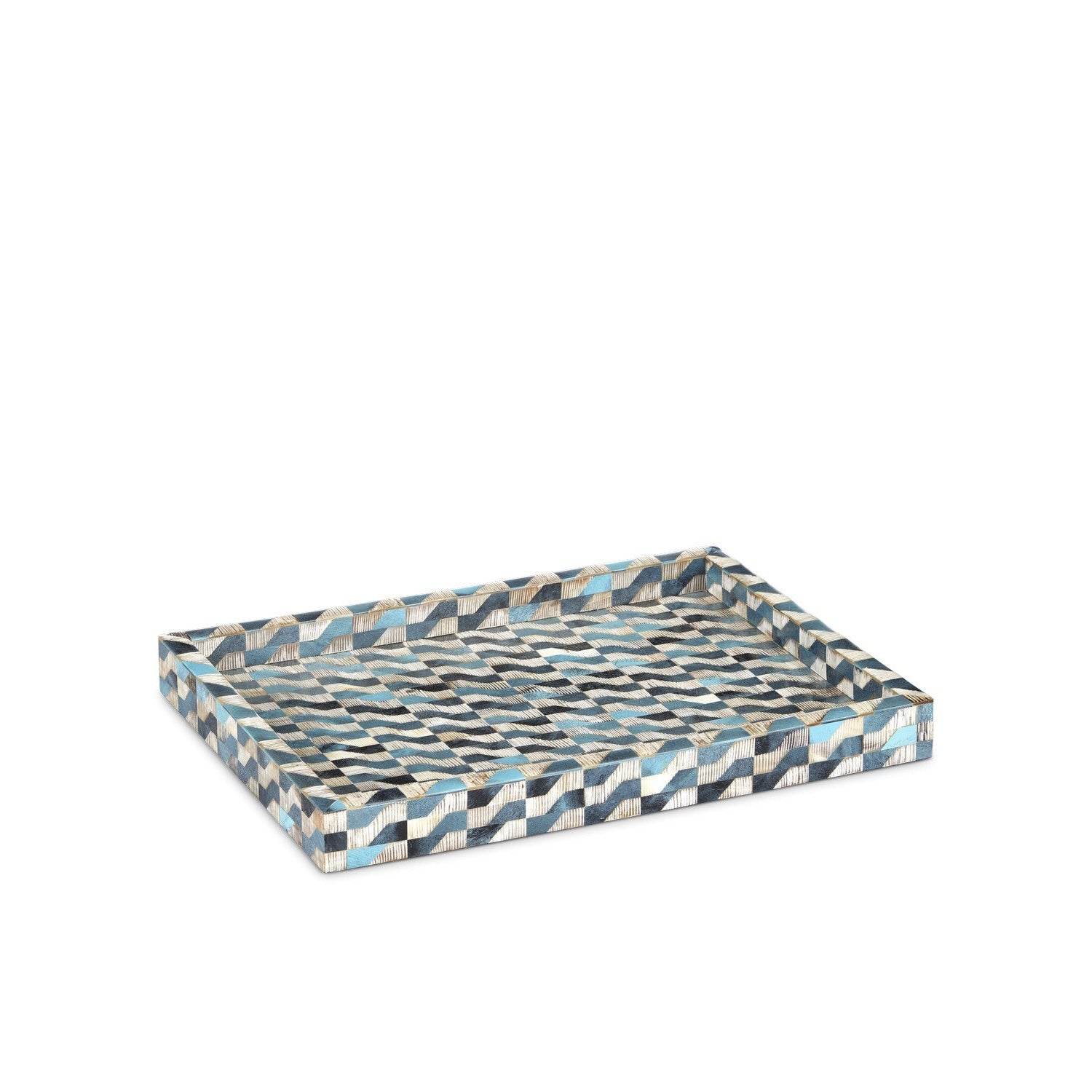 Currey and Company - 1200-0765 - Tray - Ezra Collection - Blue/Natural