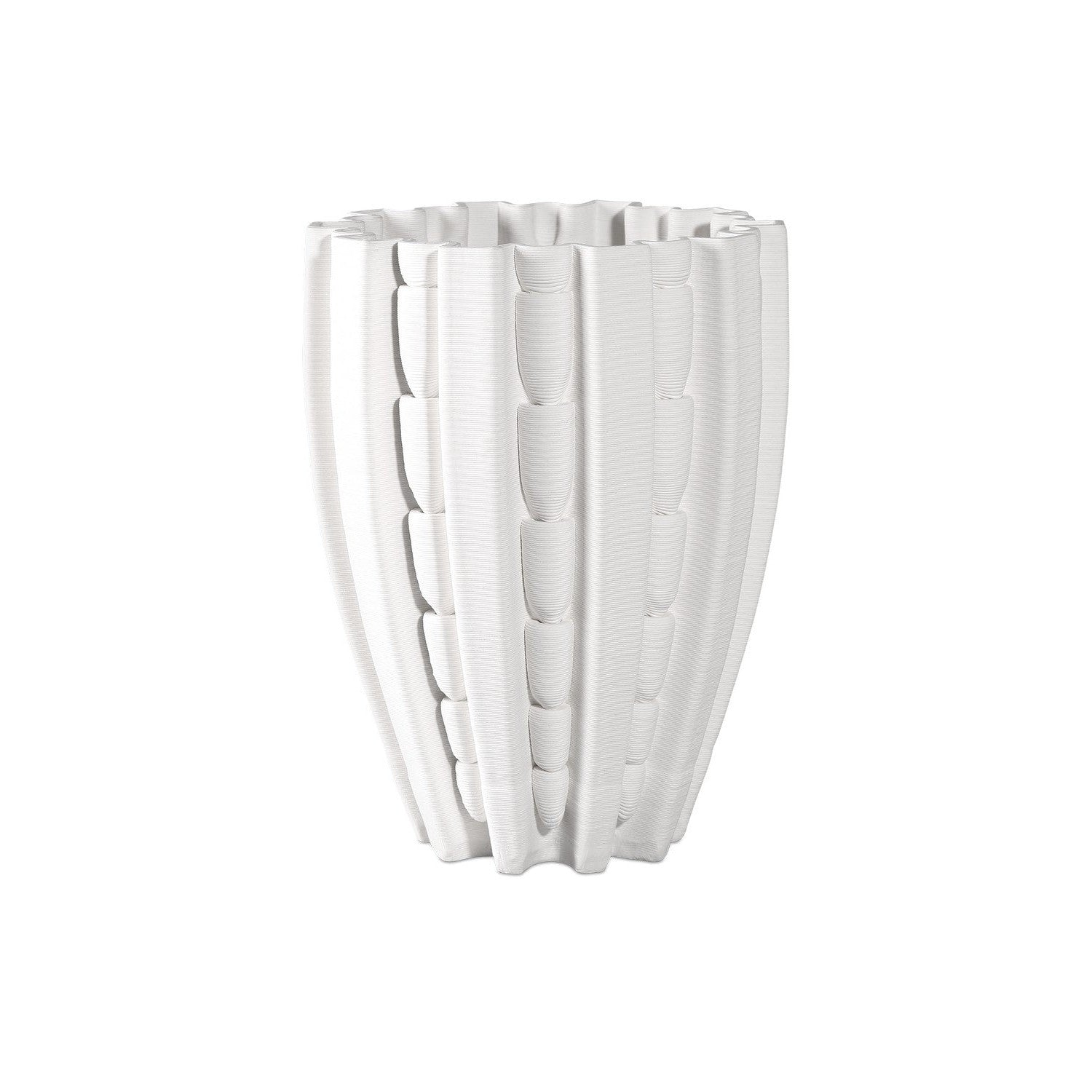 Currey and Company - 1200-0786 - Vase - Fluted Collection - White