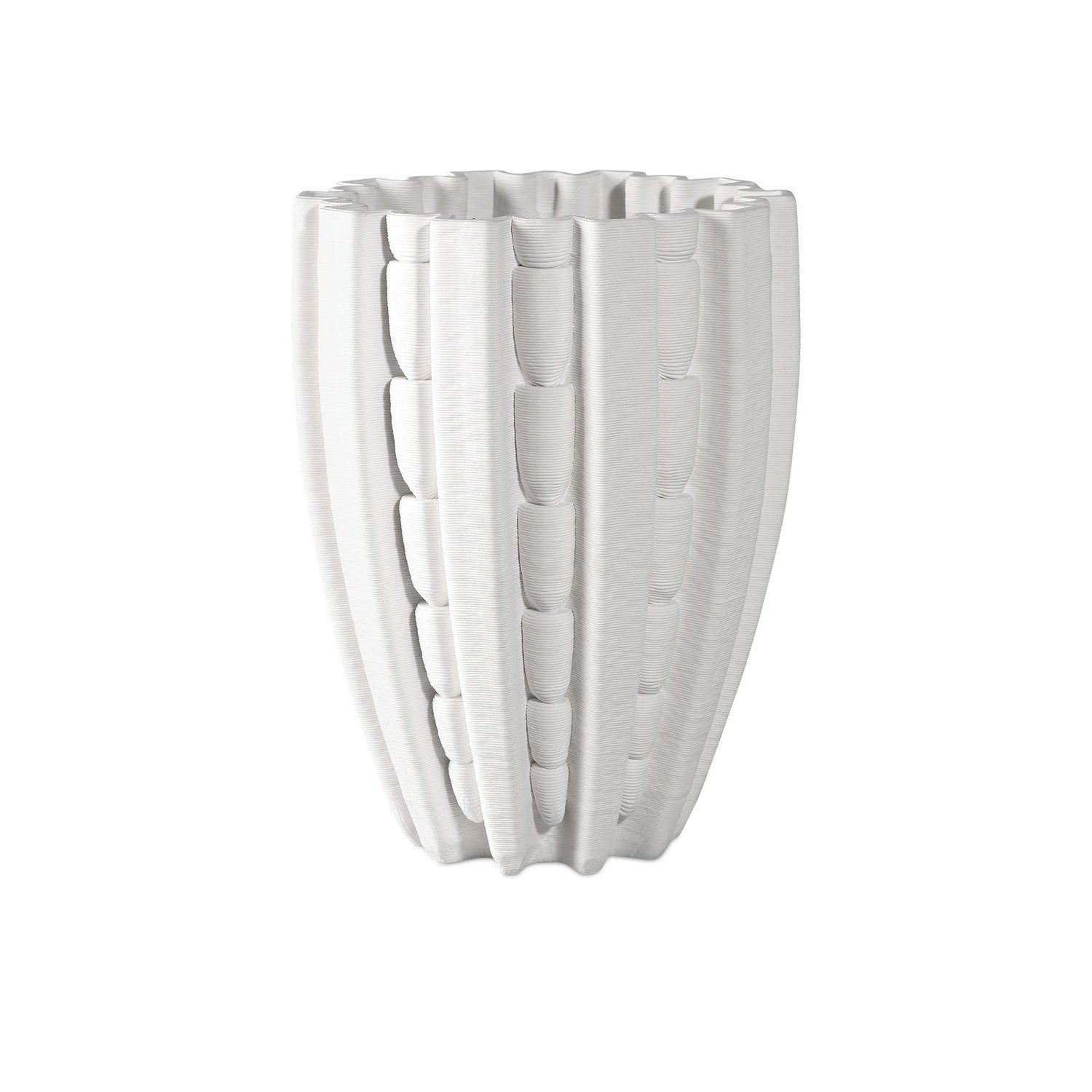 Currey and Company - 1200-0787 - Vase - Fluted Collection - White