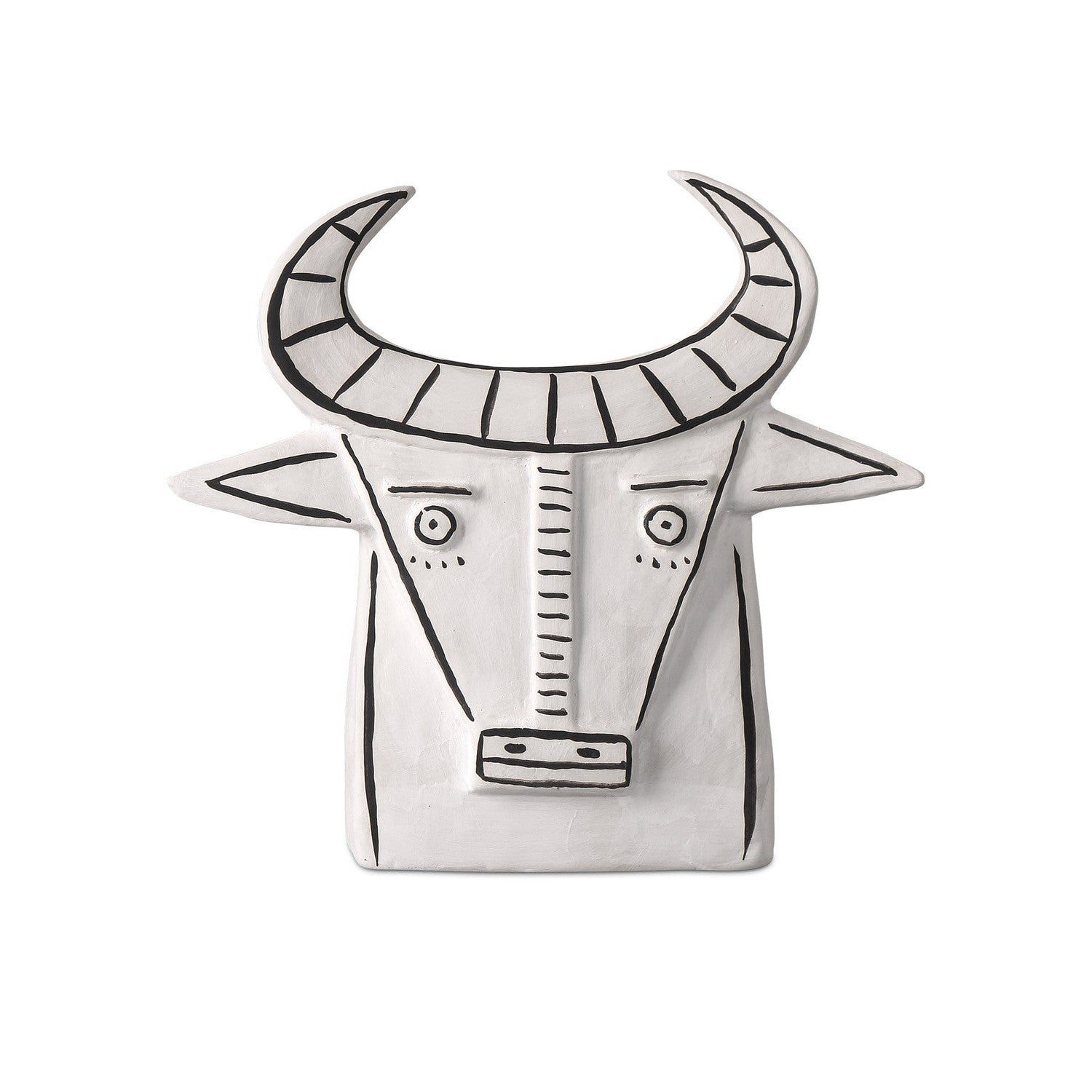 Currey and Company - 1200-0791 - Frank the Bull - Frank the Bull - Washed White/Black