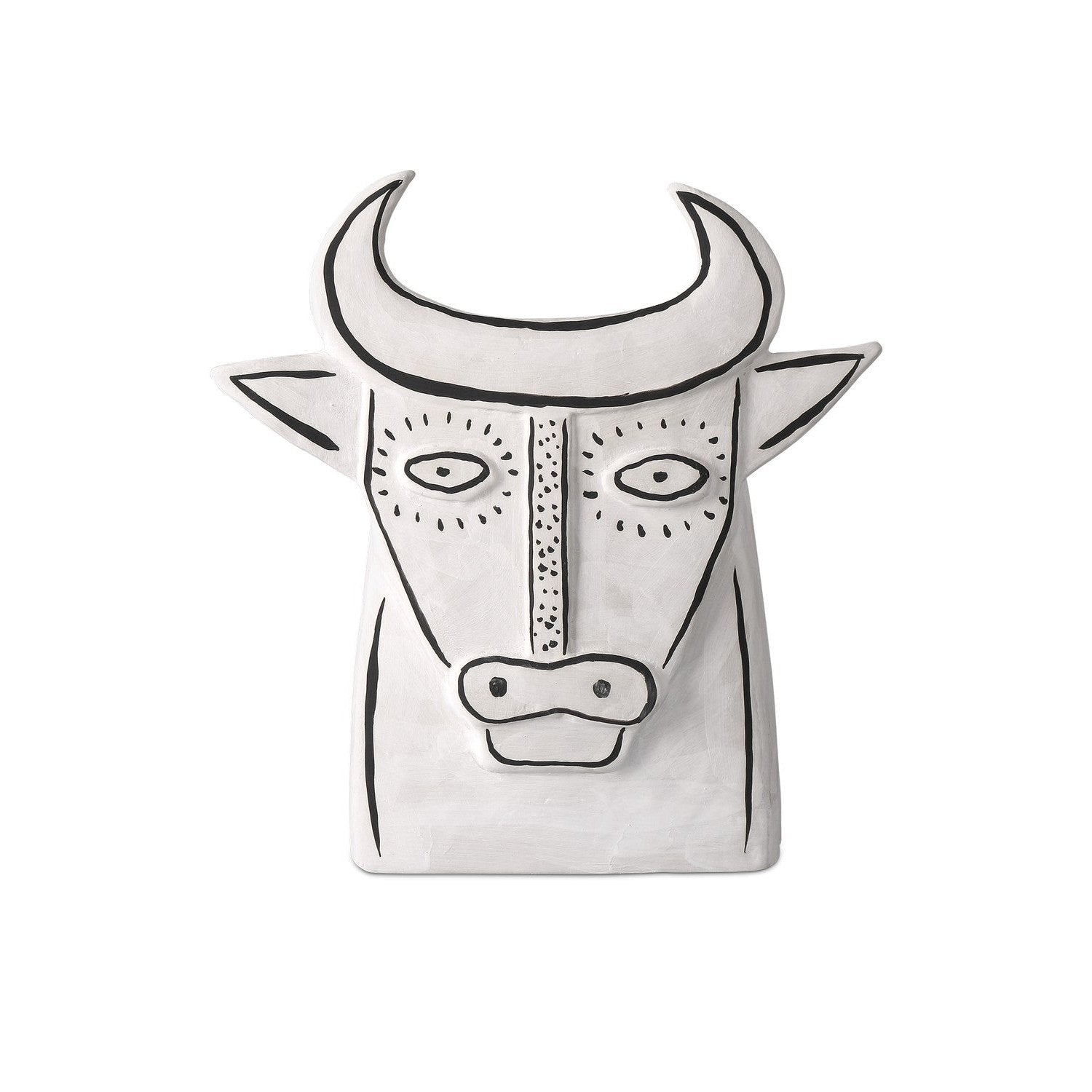 Currey and Company - 1200-0792 - Thomas the Bull - Thomas the Bull - Washed White/Black