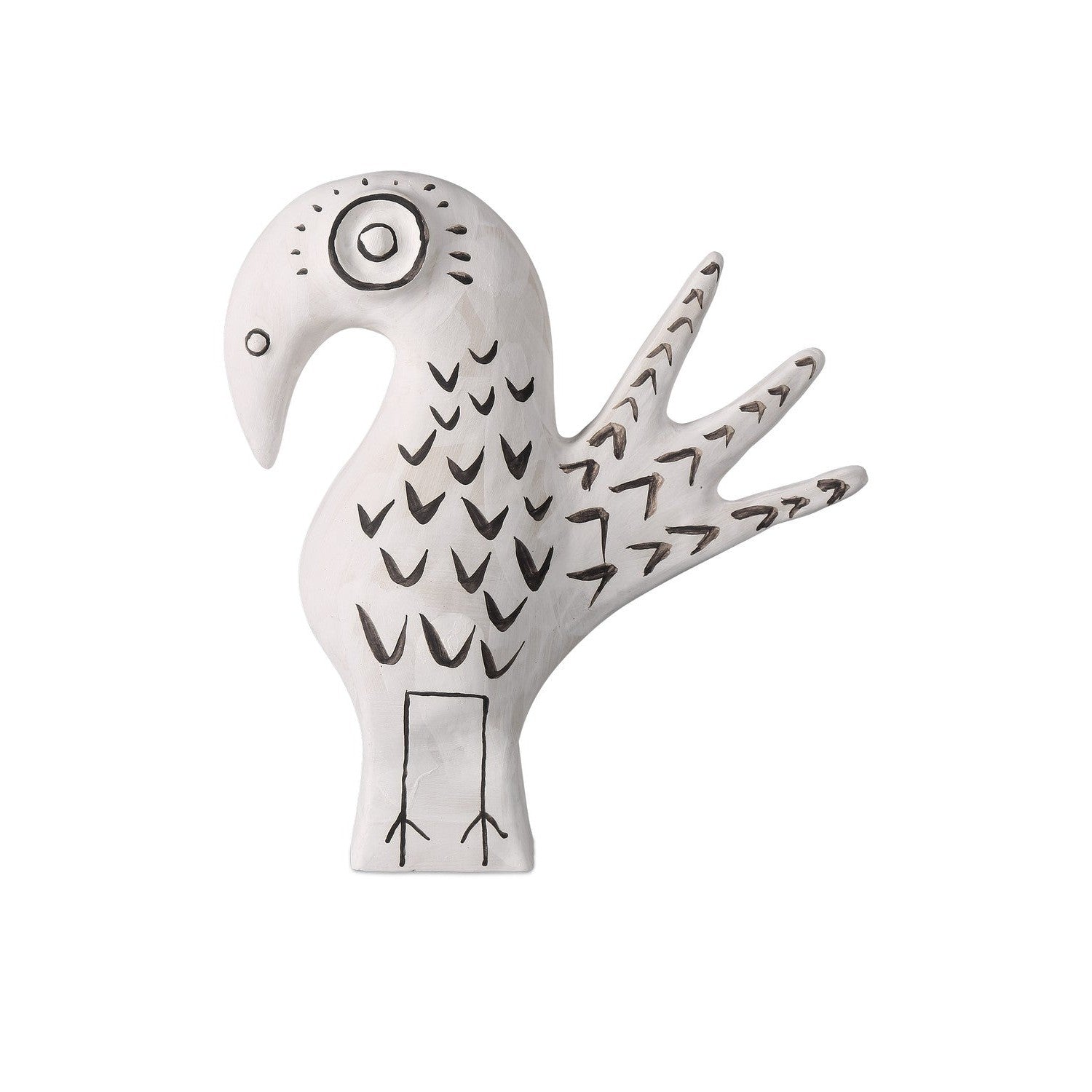 Currey and Company - 1200-0796 - Norman the Peacock - Norman the Peacock - Washed White/Black