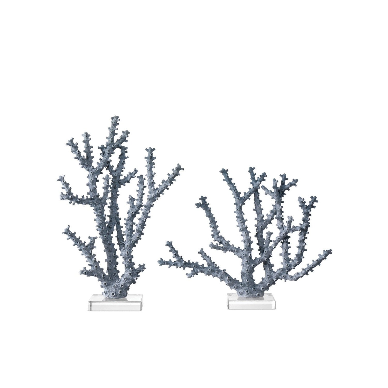 Currey and Company - 1200-0797 - Coral Set of 2 - Blue Coral Set of 2 - Blue/Clear