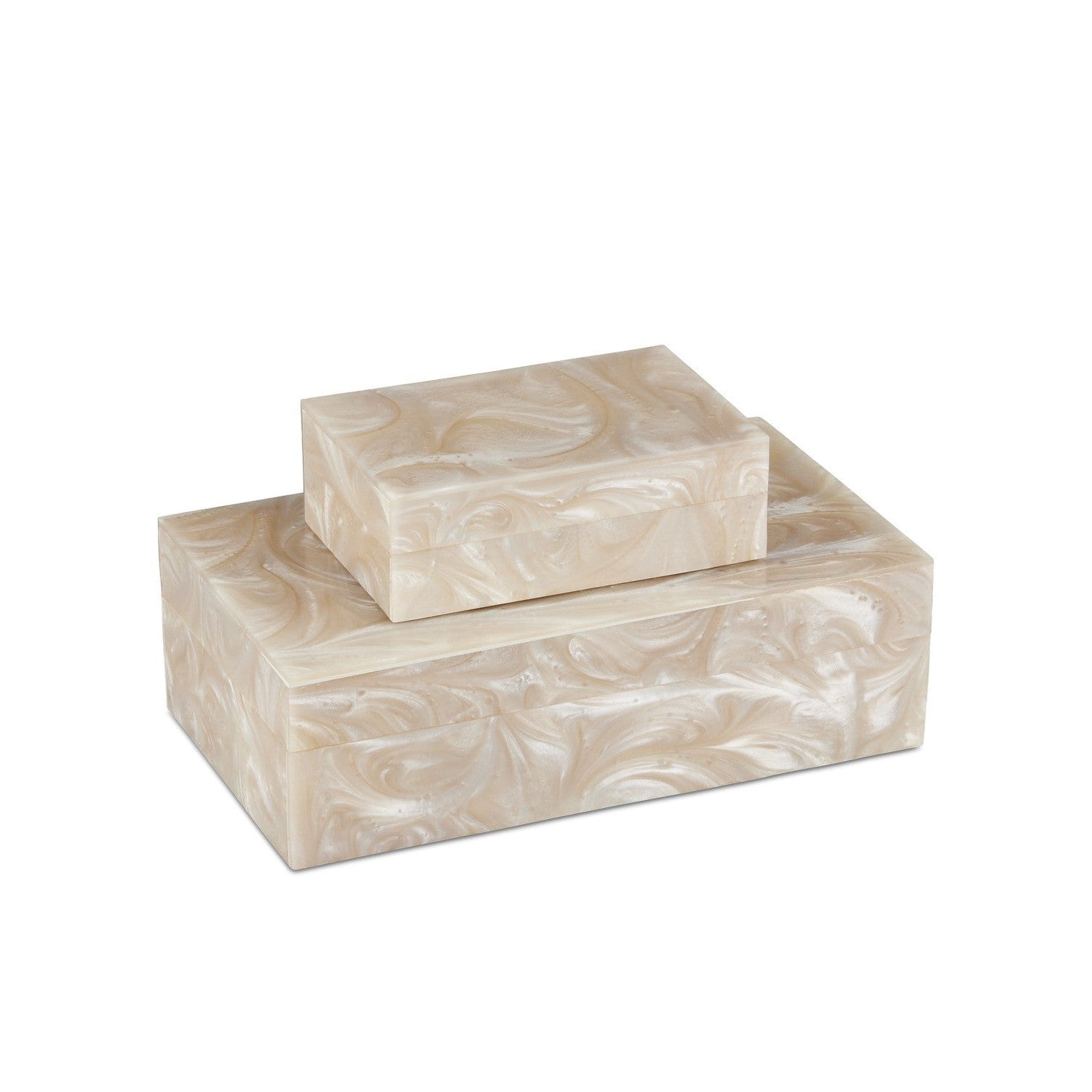Currey and Company - 1200-0800 - Box Set of 2 - Perlas Swirl Box Set of 2 - Ivory/Natural