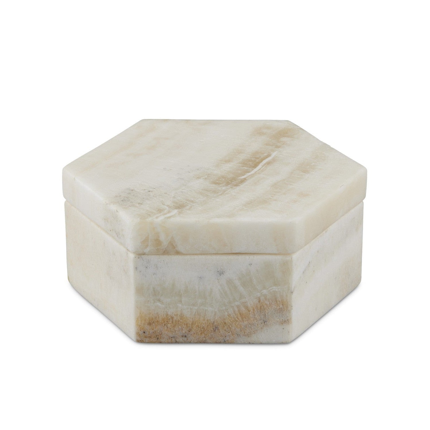 Currey and Company - 1200-0801 - Box - Arco Onyx Hexagon Box - Natural