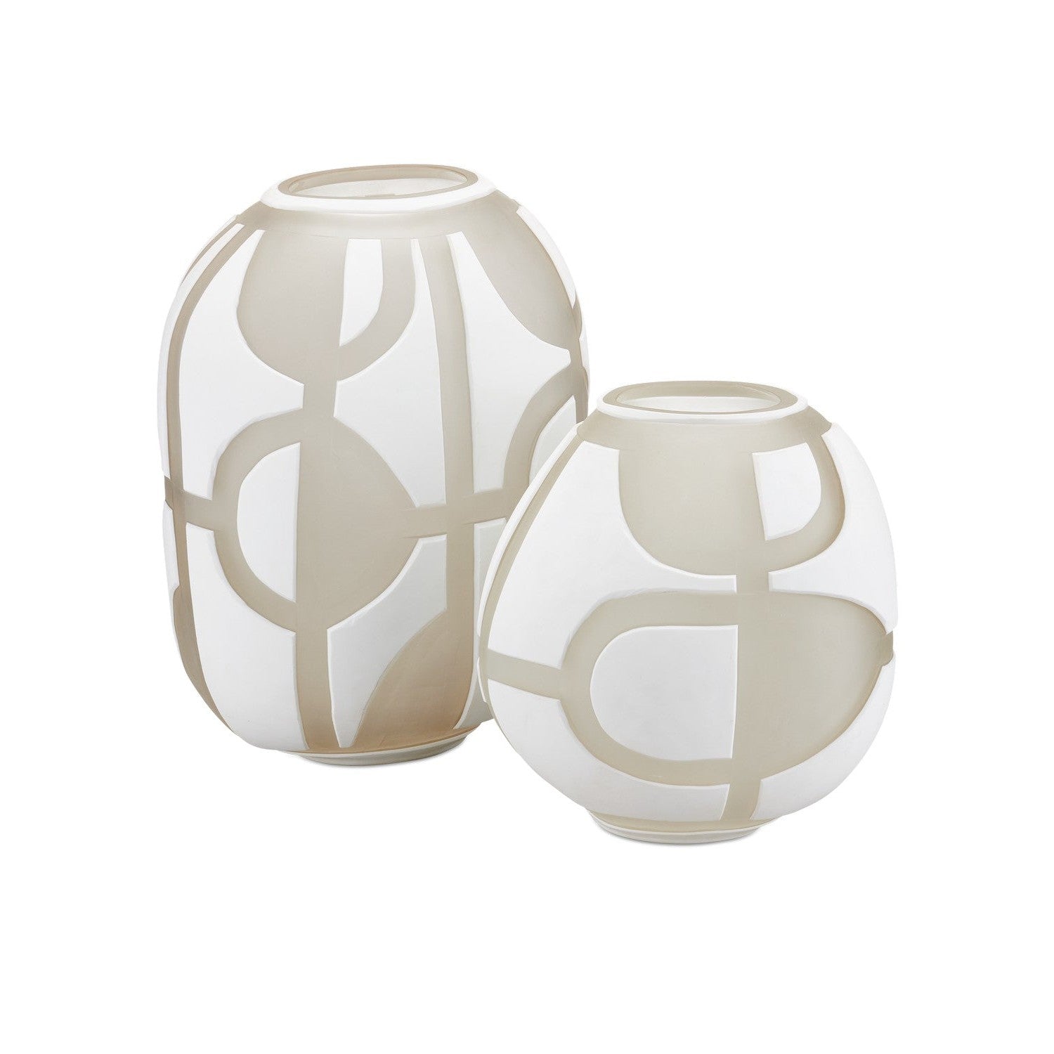 Currey and Company - 1200-0814 - Vase Set of 2 - Art Decortif White Vase Set of 2 - Opaque White/Clear Matte