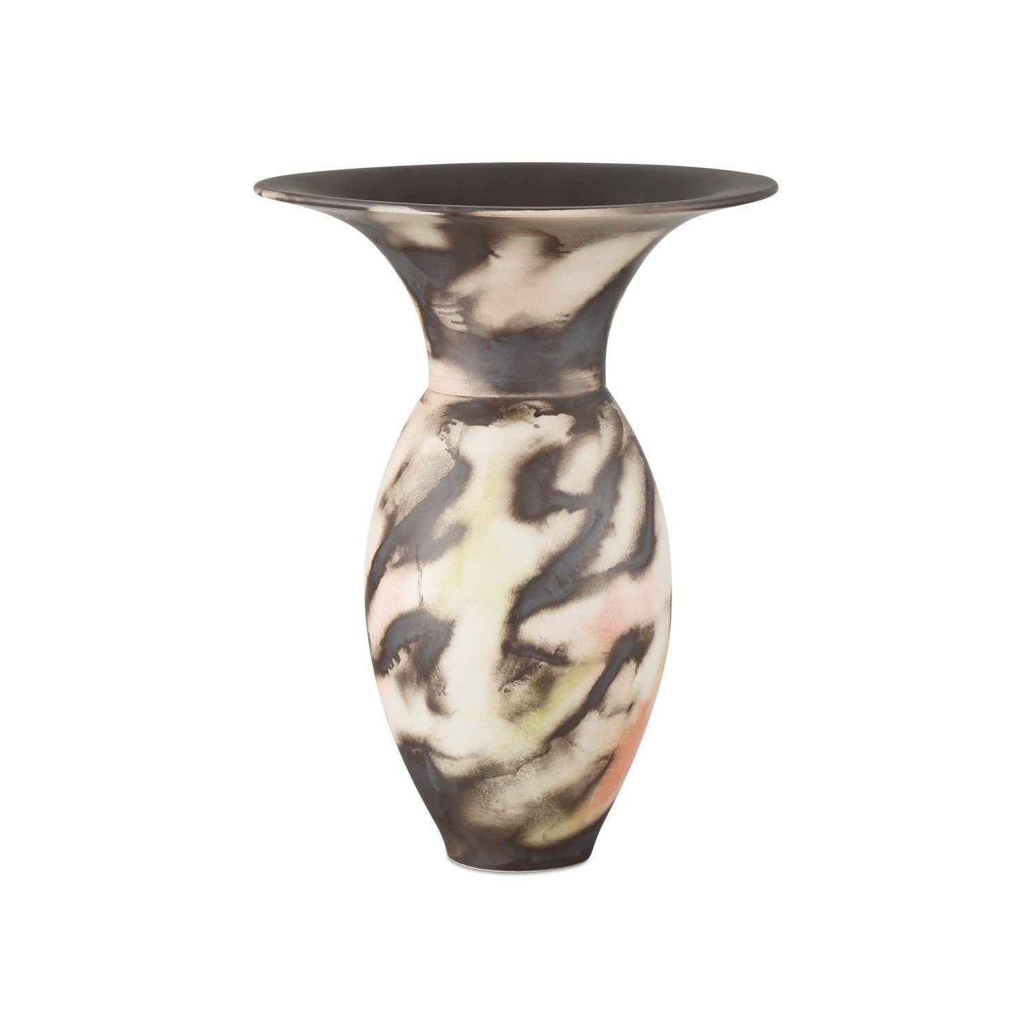 Currey and Company - 1200-0874 - Vase - Celestial Collection - Black/White/Pale Green/Pale Red