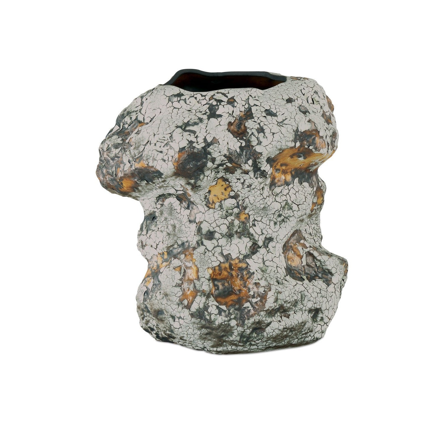 Currey and Company - 1200-0876 - Vase - Grotesque Collection - Off-White/Gray/Burnt Orange