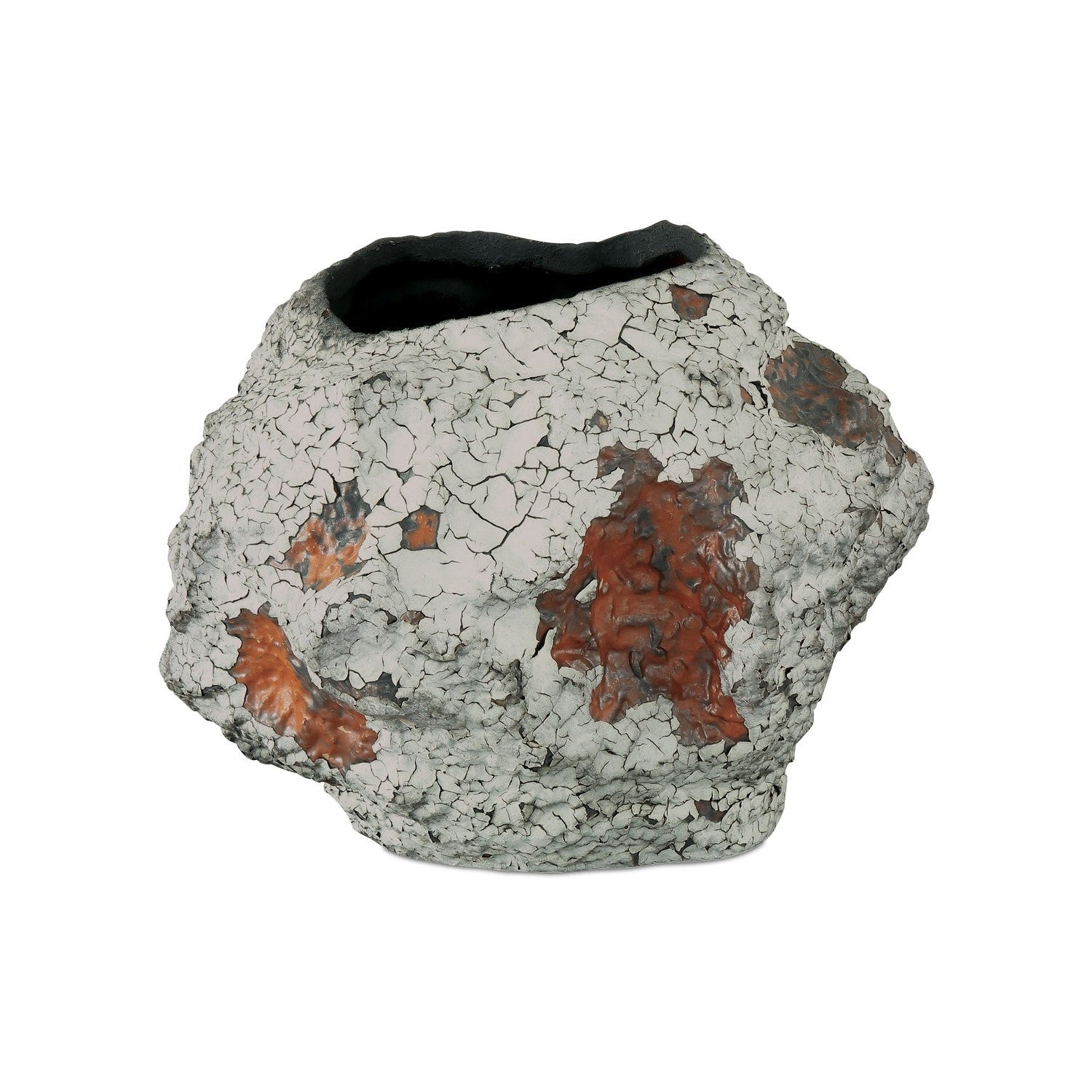 Currey and Company - 1200-0877 - Vase - Grotesque Collection - Off-White/Gray/Burnt Orange