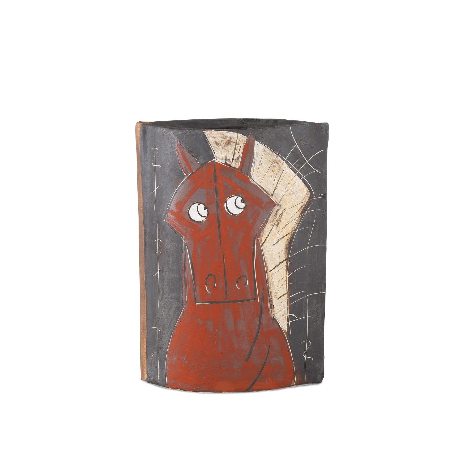 Currey and Company - 1200-0878 - Vase - Artisitc Horse Collection - Red/Black/Off-White