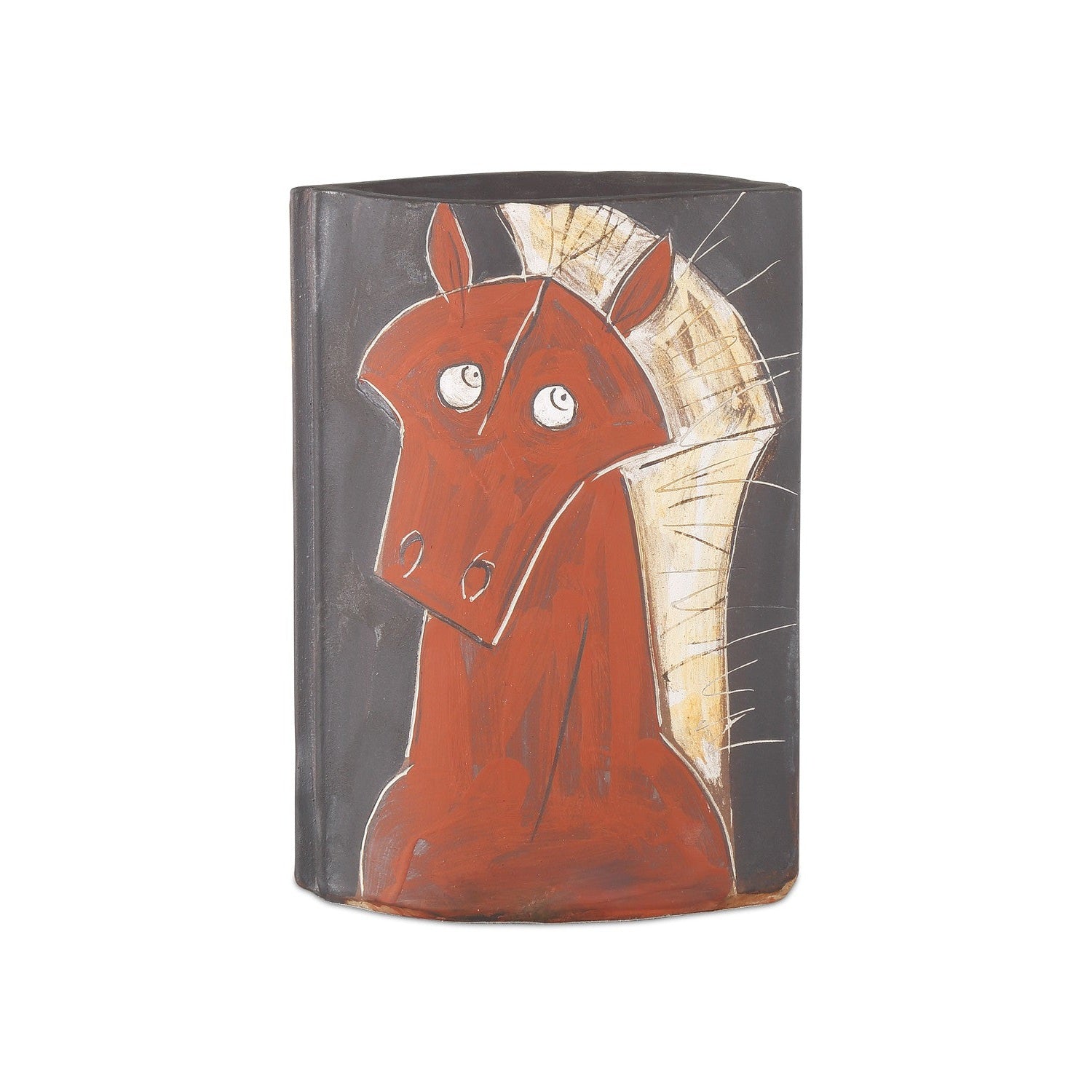 Currey and Company - 1200-0879 - Vase - Artisitc Horse Collection - Red/Black/Off-White