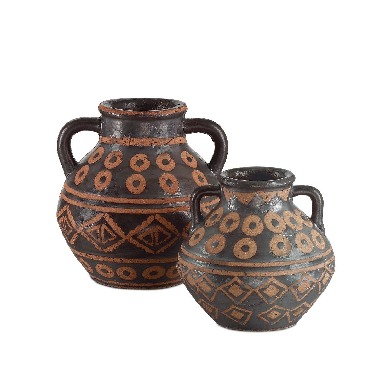 Currey and Company - 1200-0881 - Vase Set of 2 - Nought Vase Set of 2 - Black/Brown