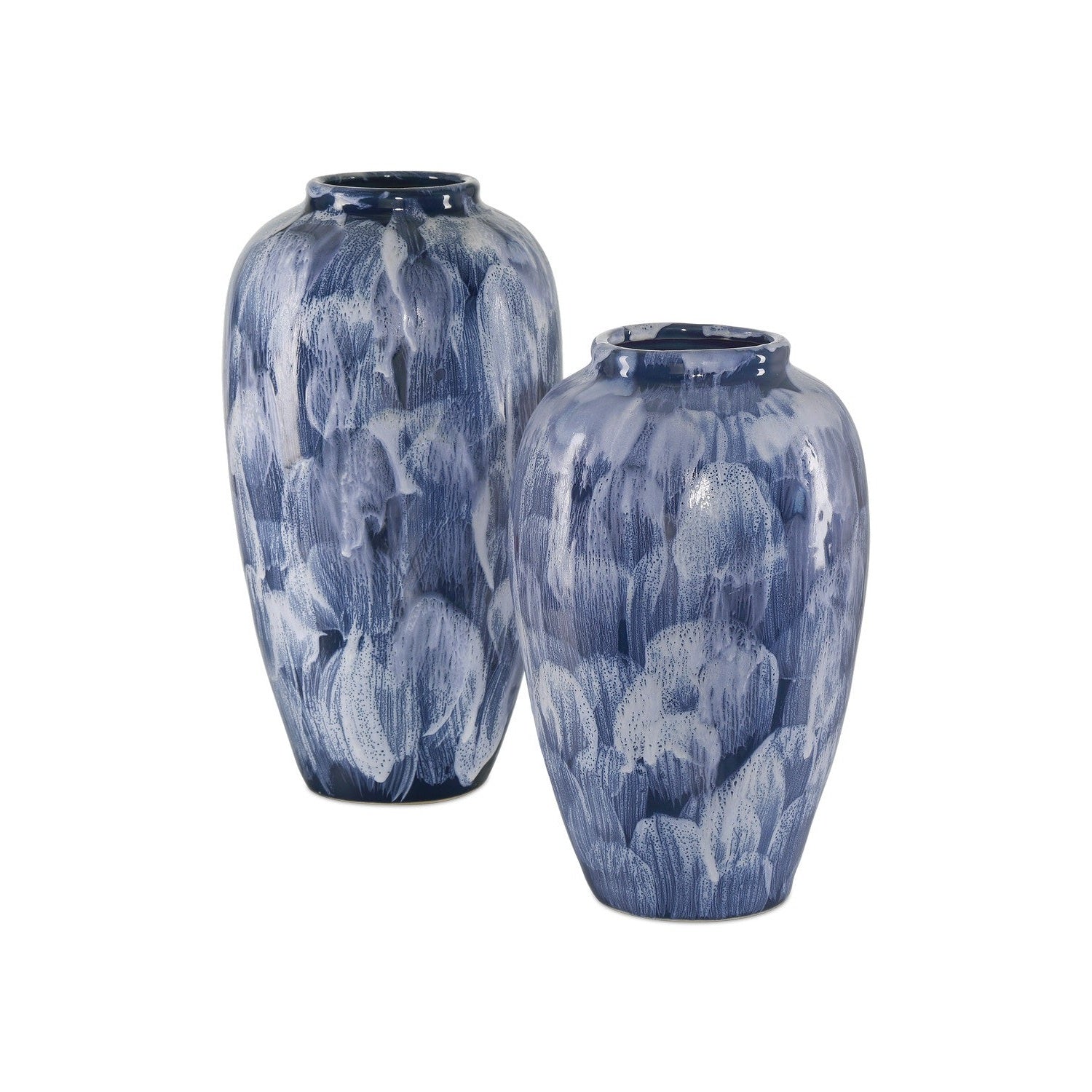 Currey and Company - 1200-0882 - Vase Set of 2 - Pallas Collection - Blue/White