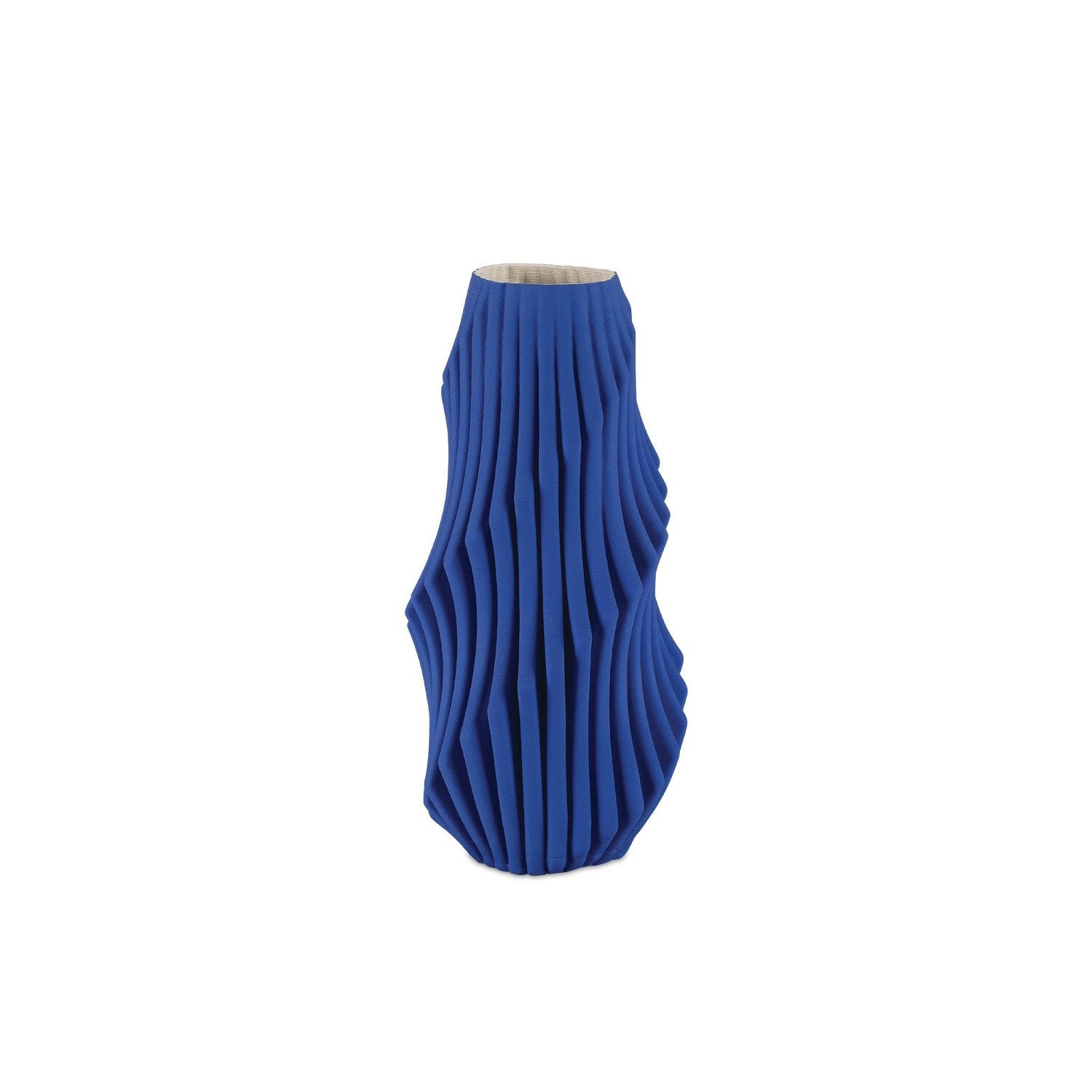 Currey and Company - 1200-0892 - Vase - Blue Pleat Collection - Cobalt Blue
