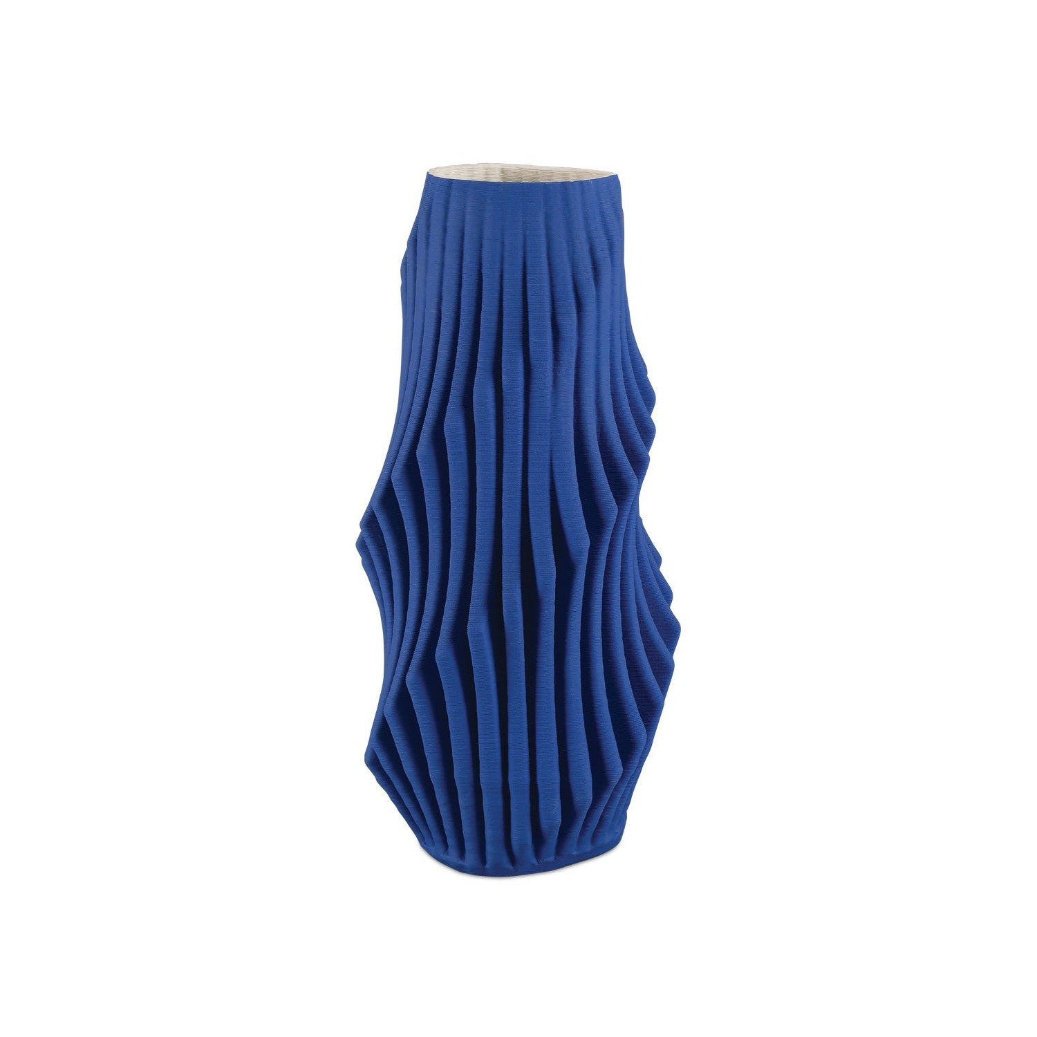 Currey and Company - 1200-0893 - Vase - Blue Pleat Collection - Cobalt Blue