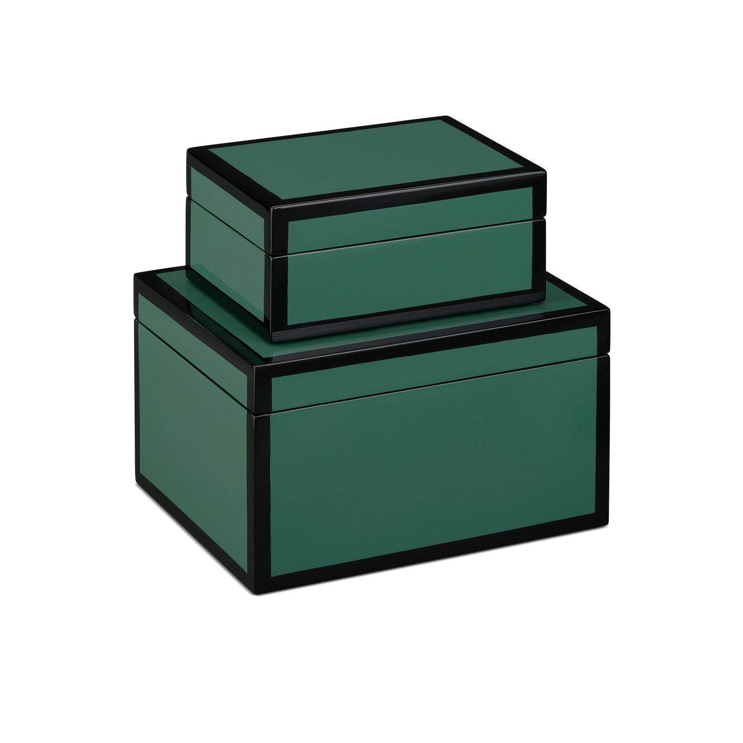 Currey and Company - 1200-0906 - Box Set of 2 - Lacquer Collection - Green/Black