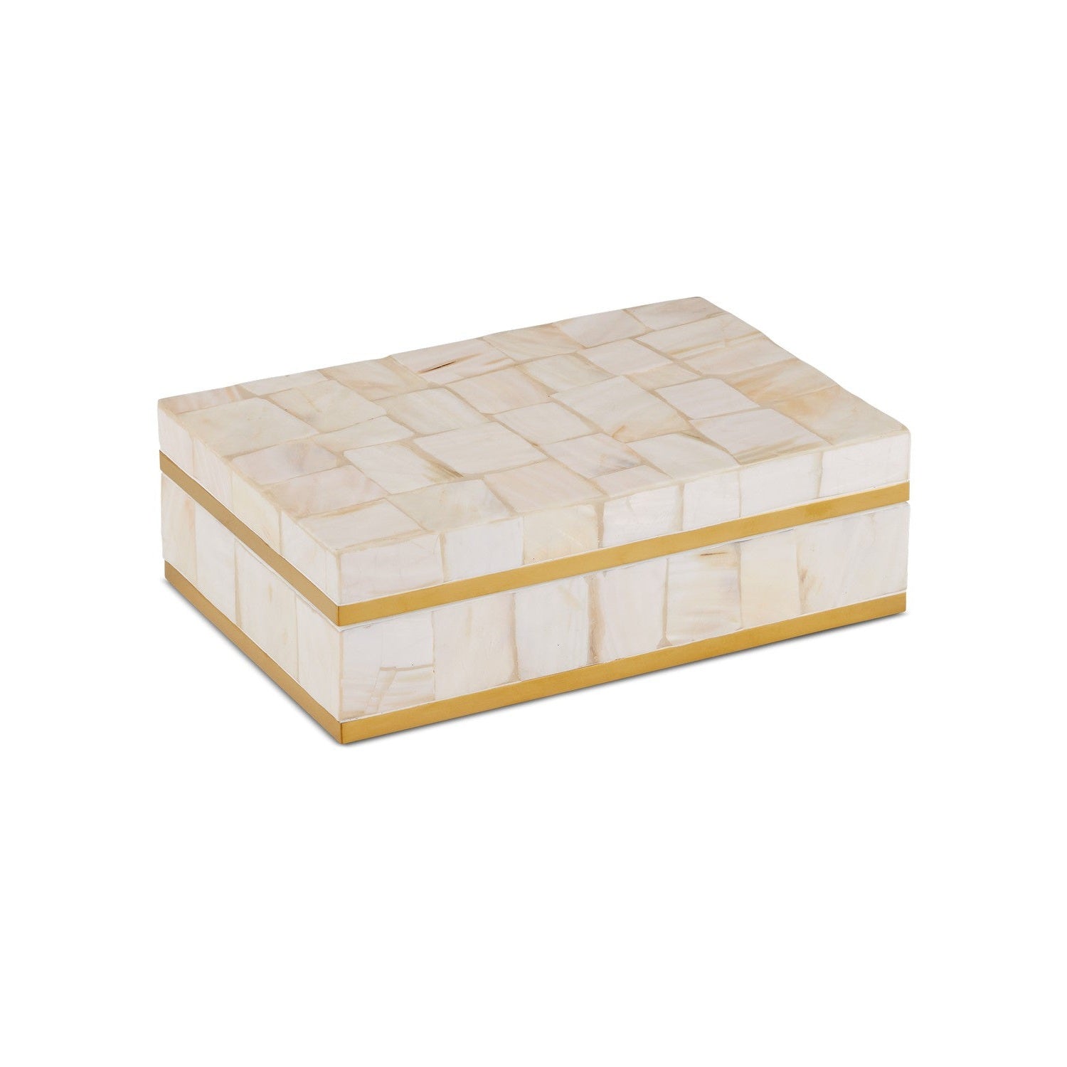 Currey and Company - 1200-0907 - Box - Casey Collection - Natural/White/Polished Brass