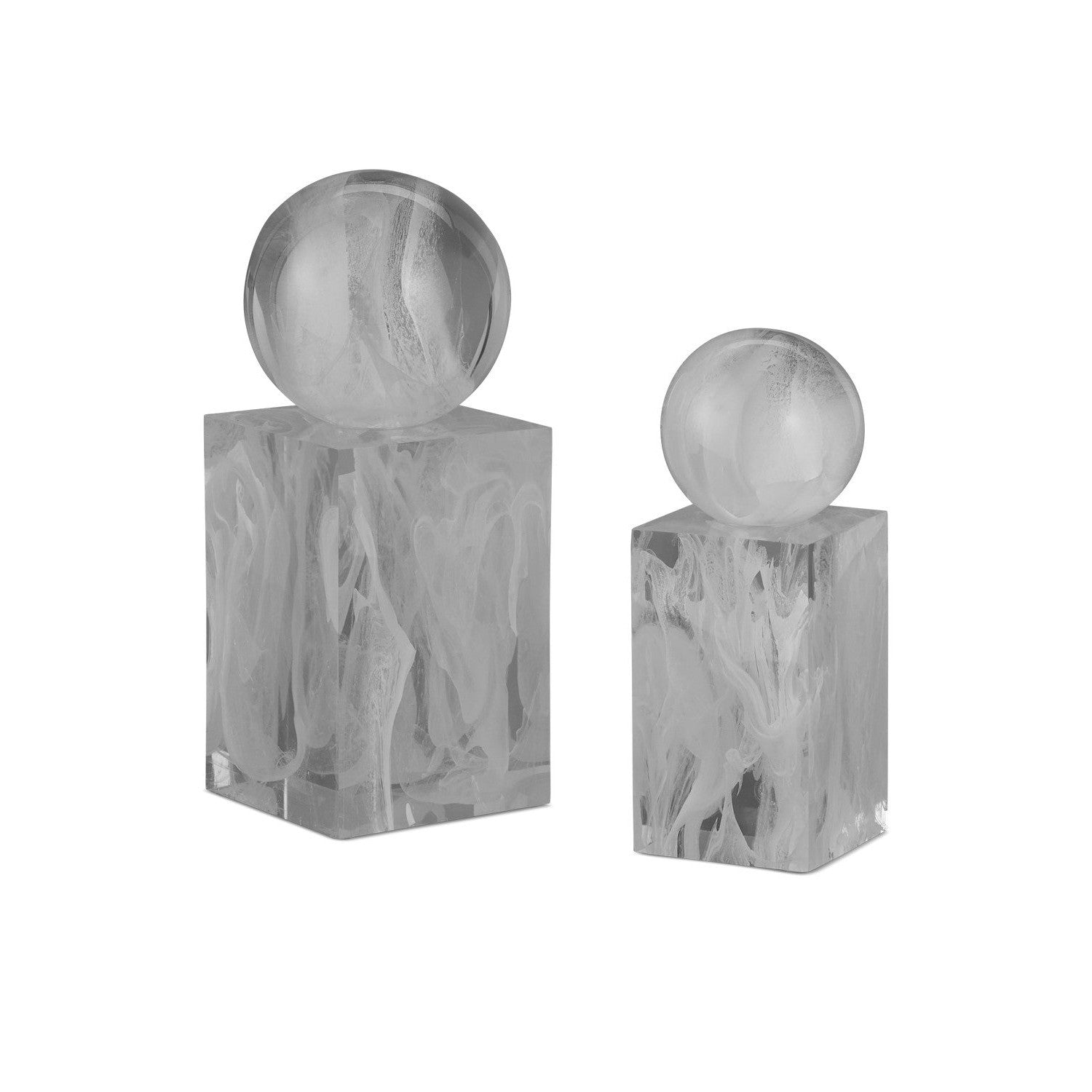 Currey and Company - 1200-0908 - Objects Set of 2 - Nova White Objects Set of 2 - White Swirl
