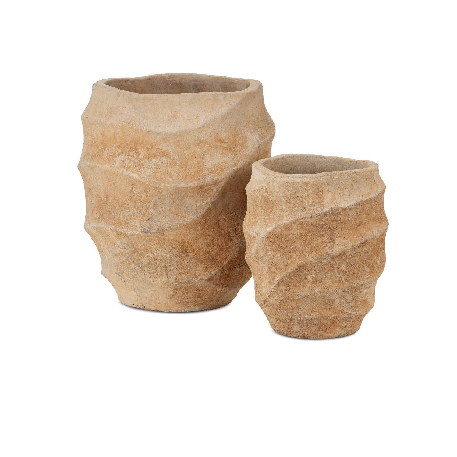 Currey and Company - 2200-0027 - Planter Set of 2 - Desy Vintage Terra Planter Set of 2 - Antique Sand