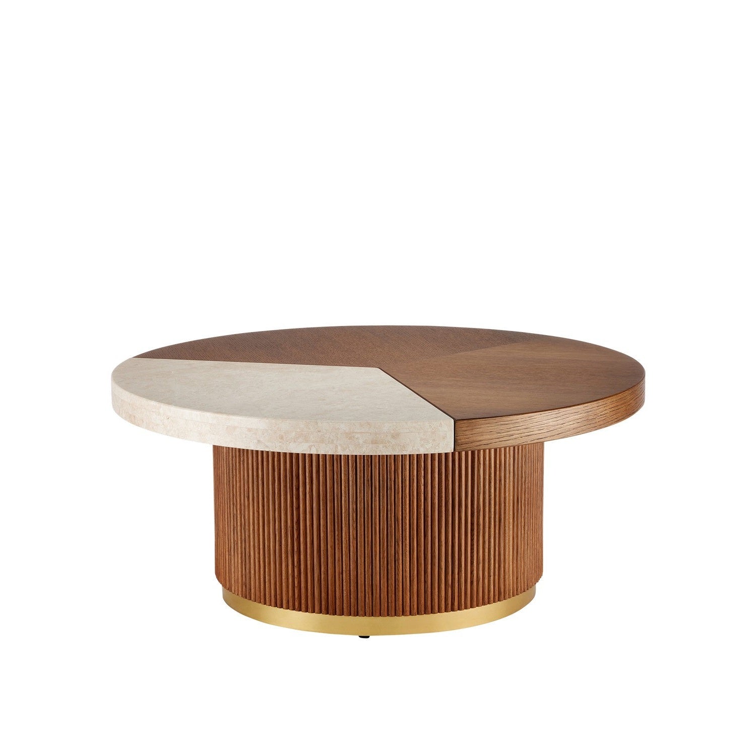 Currey and Company - 3000-0261 - Cocktail Table - Dakota Collection - Morel Brown/Natural/Polished Brass