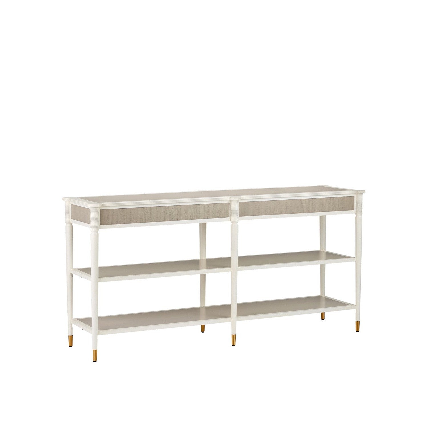 Currey and Company - 3000-0263 - Console Table - Aster Collection - Off-White/Fog/Polished Brass