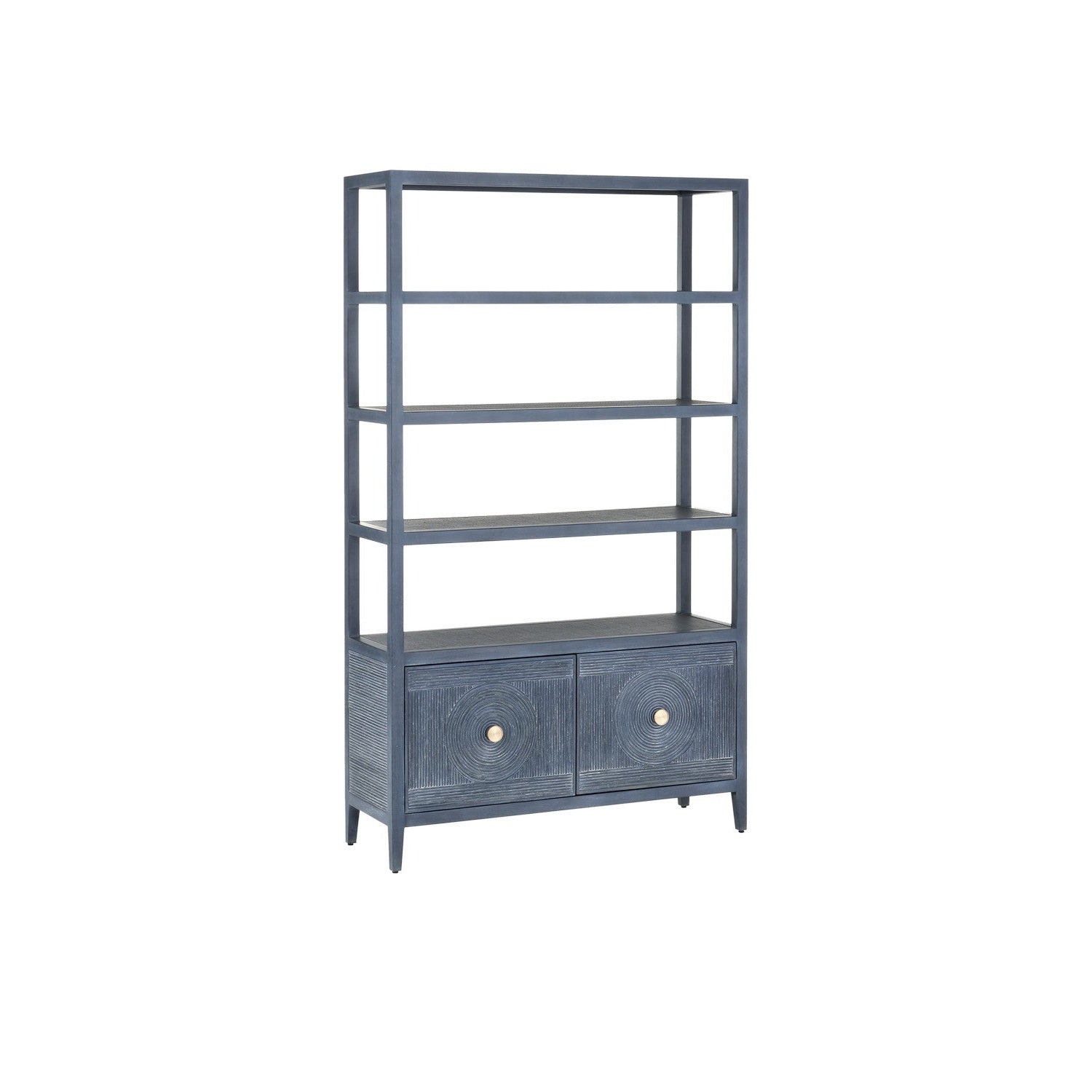 Currey and Company - 3000-0265 - Etagere - Santos Collection - Vintage Navy/Brushed Brass