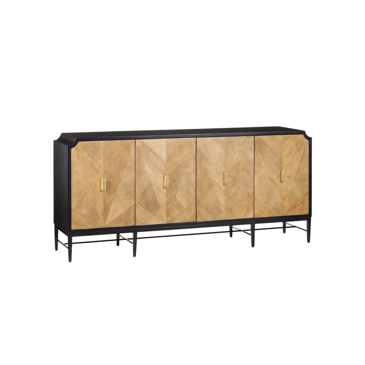 Currey and Company - 3000-0271 - Credenza - Kallista Collection - Taupe/Caviar Black/Polished Brass/Black