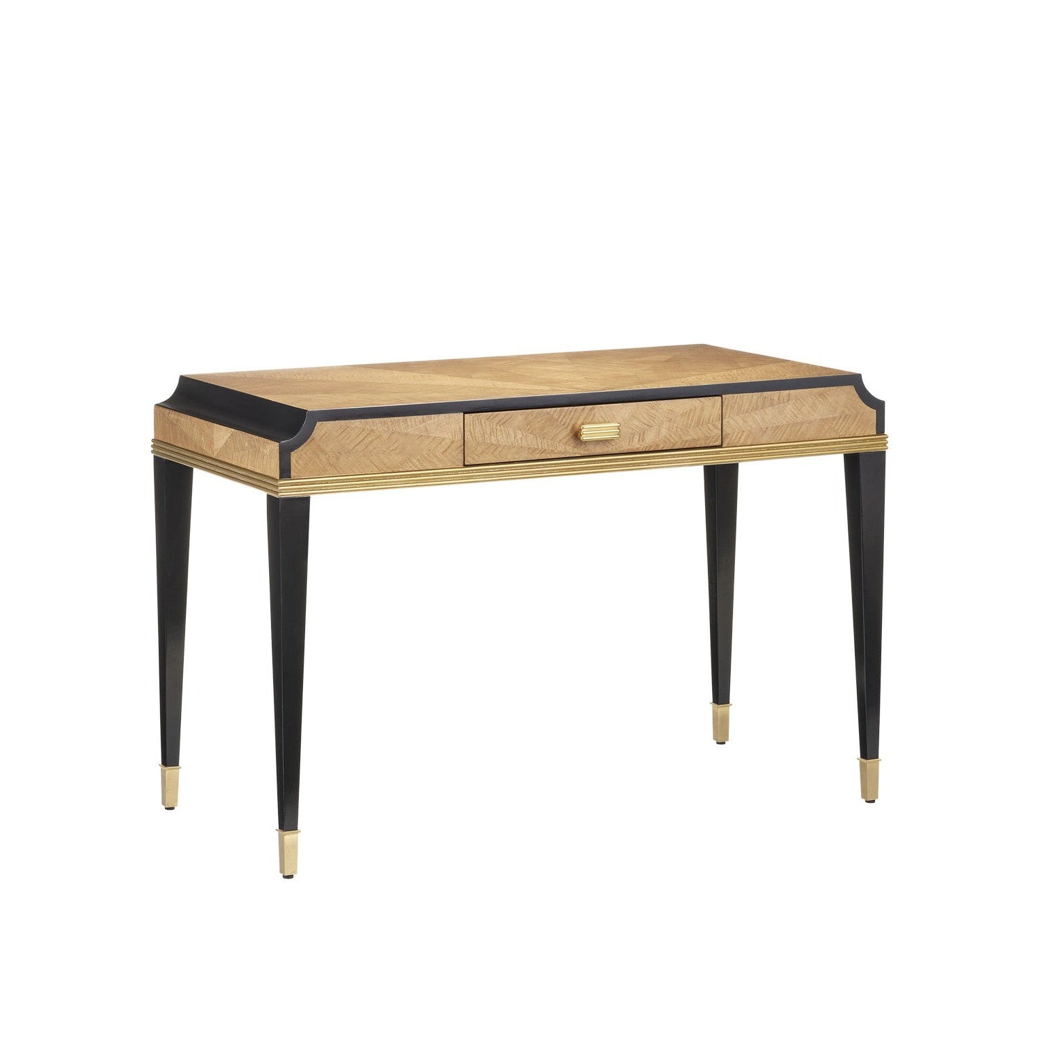 Currey and Company - 3000-0272 - Writing Desk - Kallista Collection - Taupe/Caviar Black/Polished Brass/Black