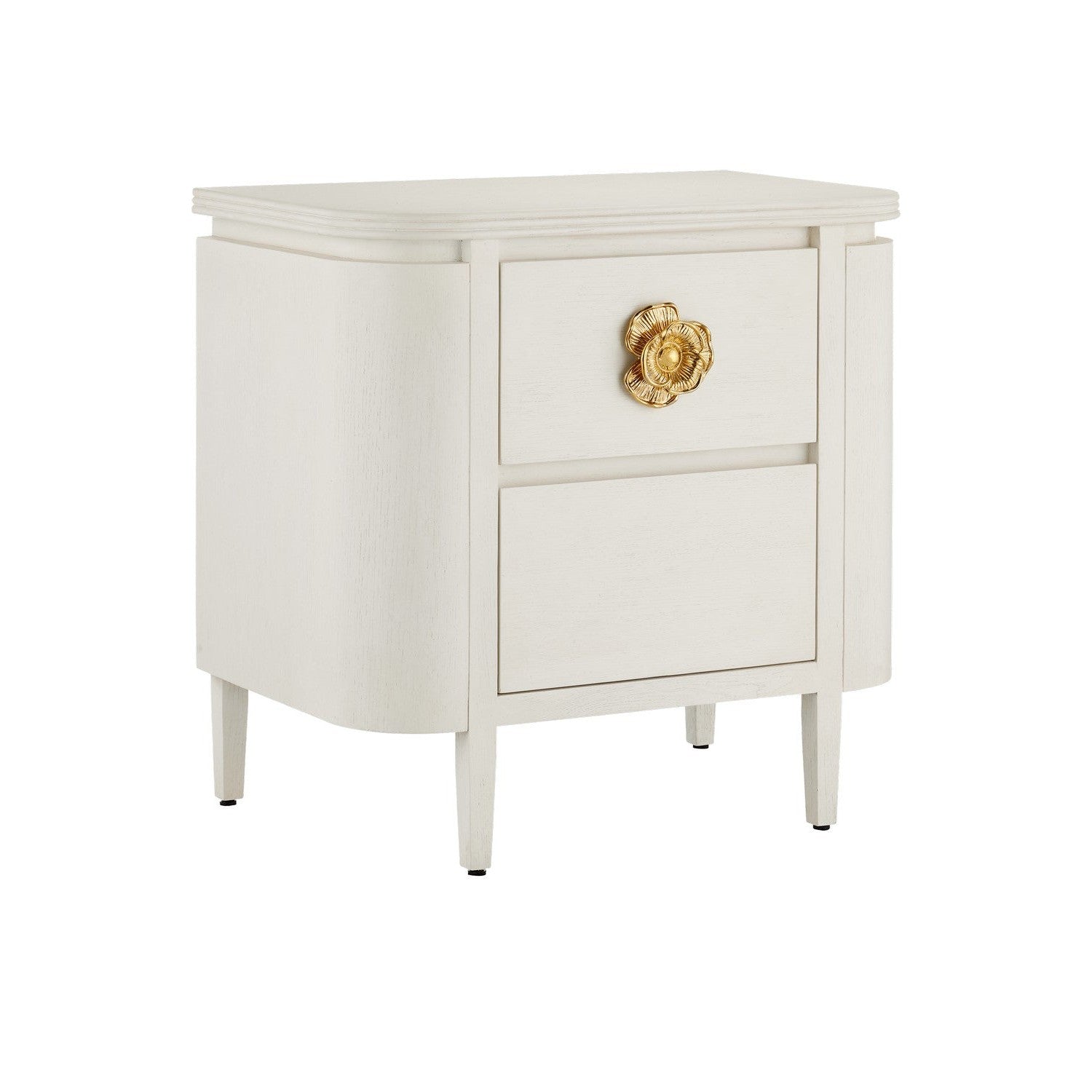 Currey and Company - 3000-0279 - Nightstand - Briallen Collection - Cerused White/Brass