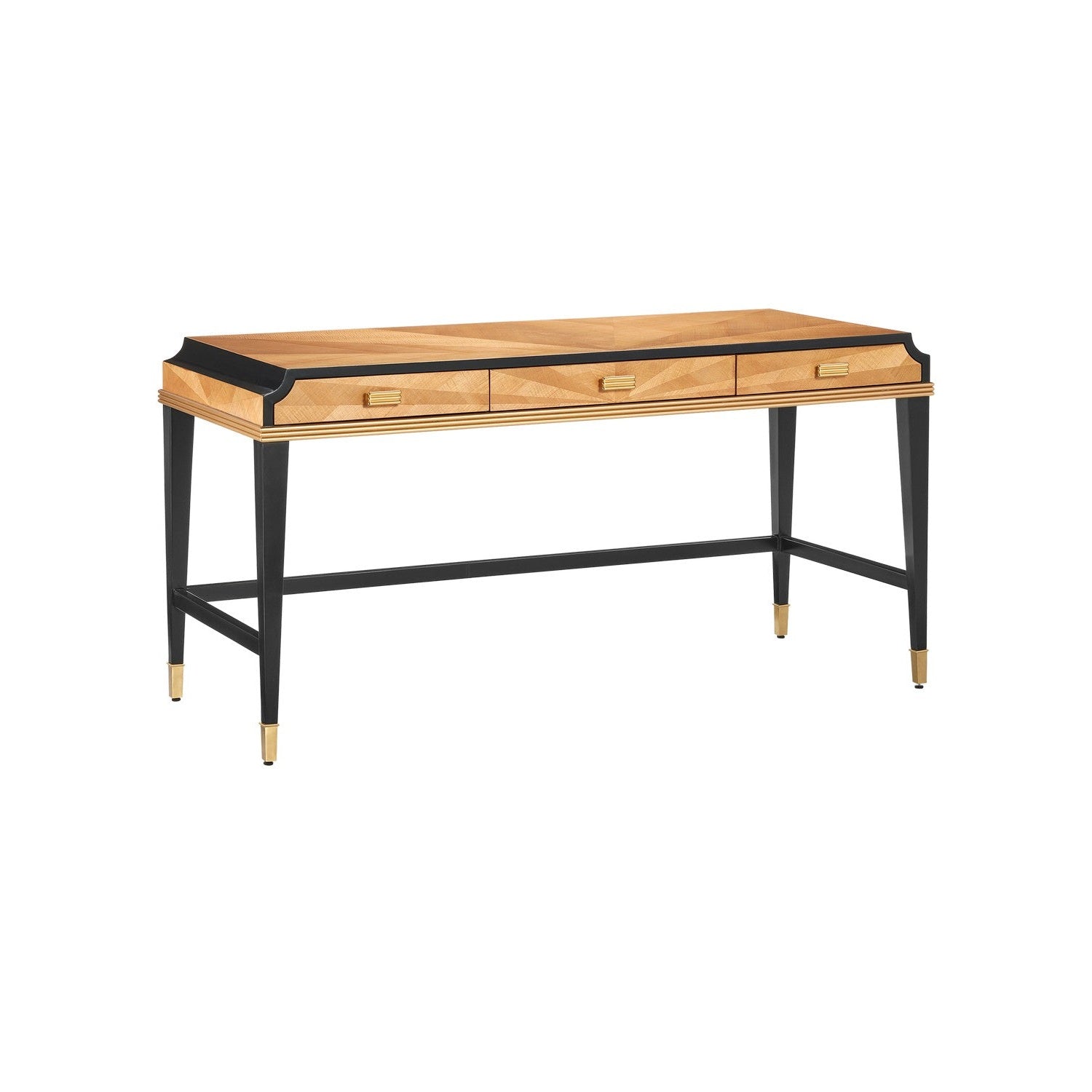 Currey and Company - 3000-0289 - Desk - Kallista Collection - Taupe/Caviar Black/Polished Brass/Blue