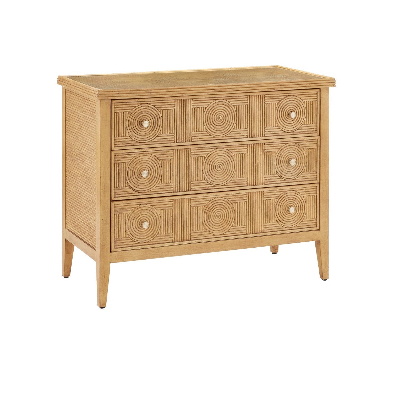 Currey and Company - 3000-0290 - Chest - Santos Collection - Sea Sand/Brass/Clear