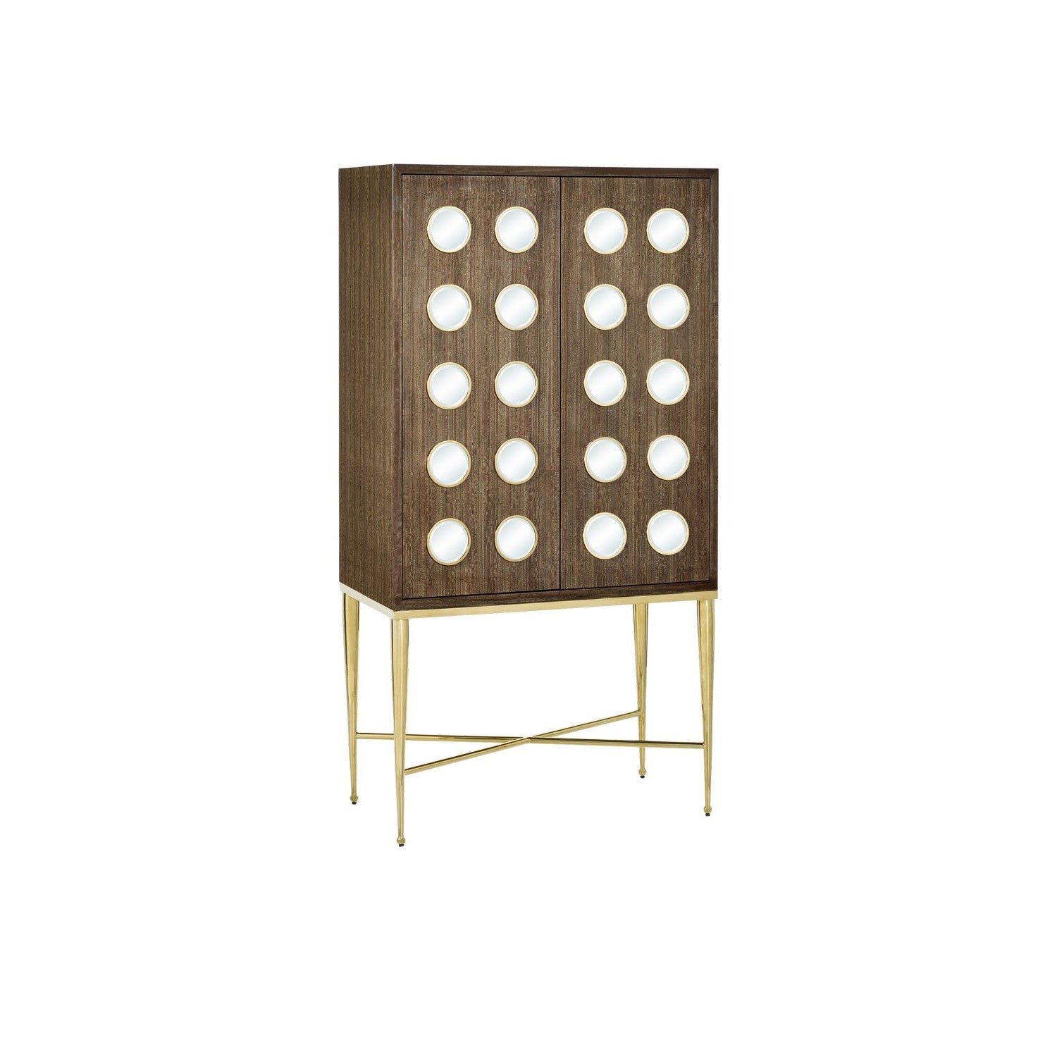 Currey and Company - 3000-0299 - Bar Cabinet - Colette Collection - Tawny Brown/Polished Brass/Mirror/Natural/Clear/Rose
