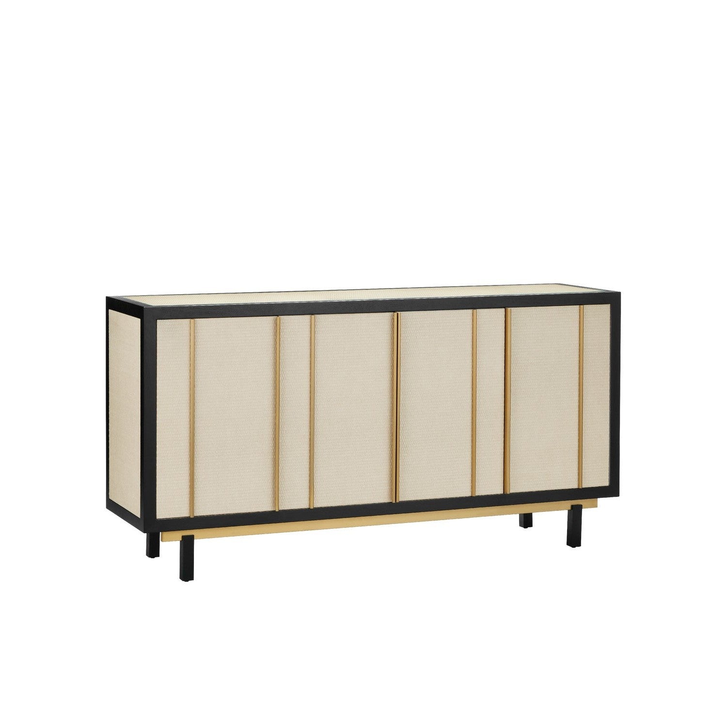 Currey and Company - 3000-0300 - Credenza - Deanna Collection - Ivory/Black/Satin Brass/Natural/Clear