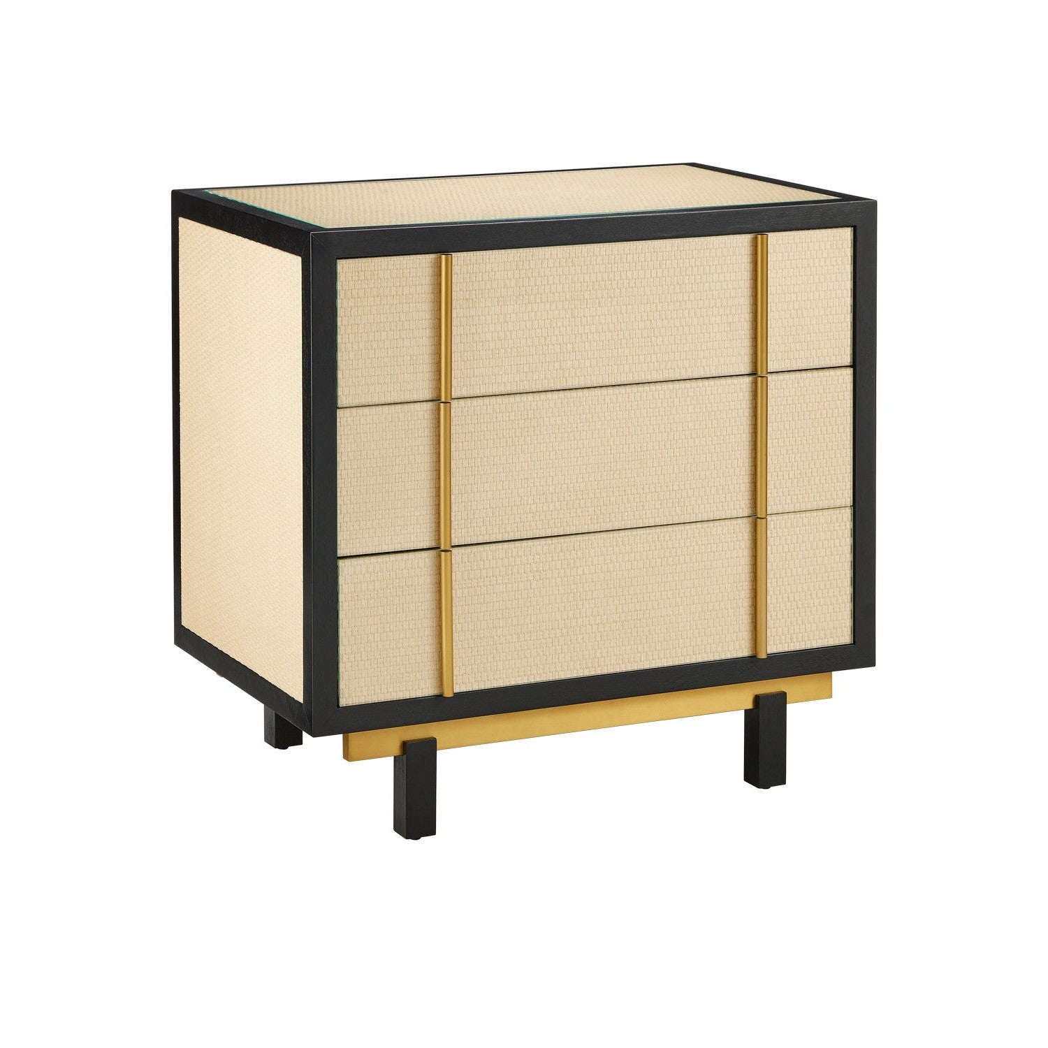 Currey and Company - 3000-0301 - Nightstand - Deanna Collection - Ivory/Black/Brushed Brass/Natural/Dusty Blue/Clear
