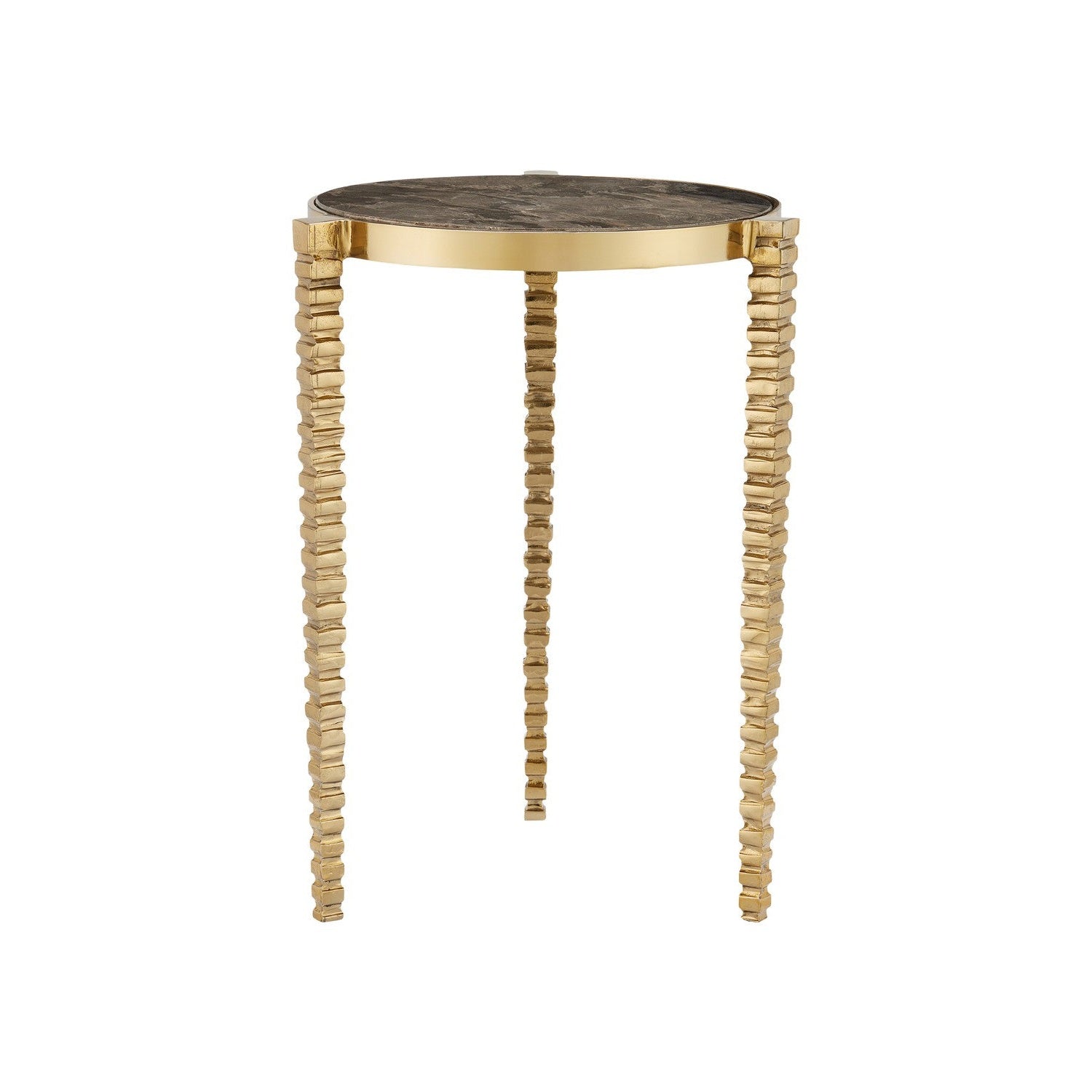 Currey and Company - 4000-0180 - Accent Table - Corrado Cappuccino Marble Accent Table - Polished Brass/Natural