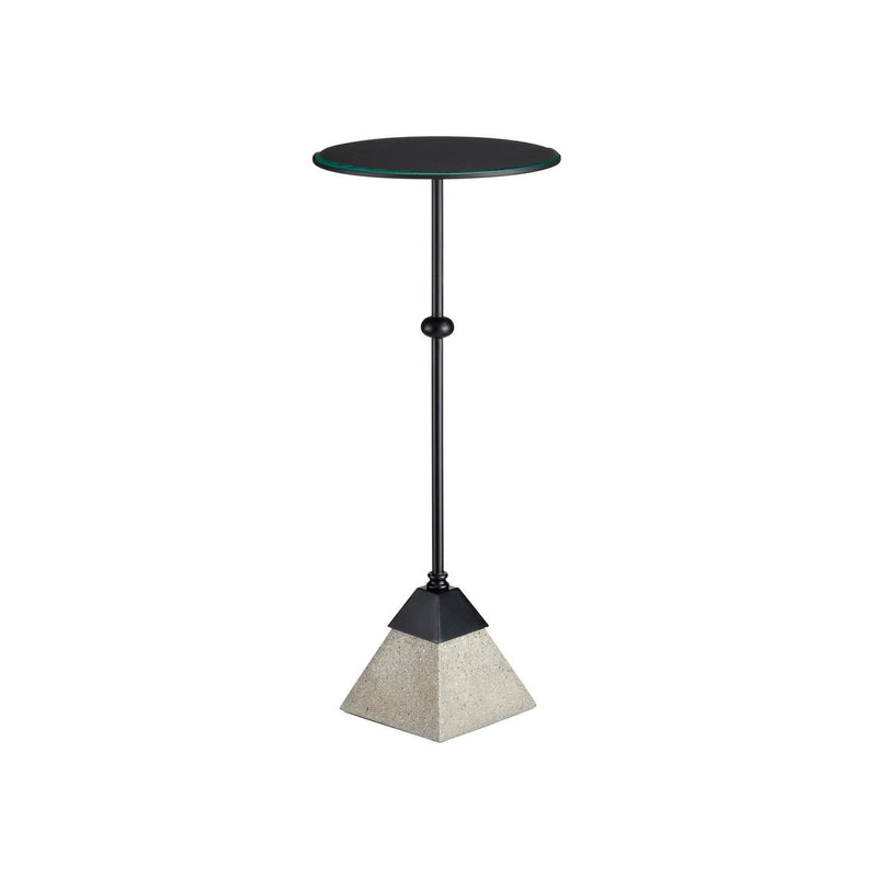 Currey and Company - 4000-0185 - Accent Table - Parna Concrete Accent Table - Satin Black/Polished Concrete/Clear