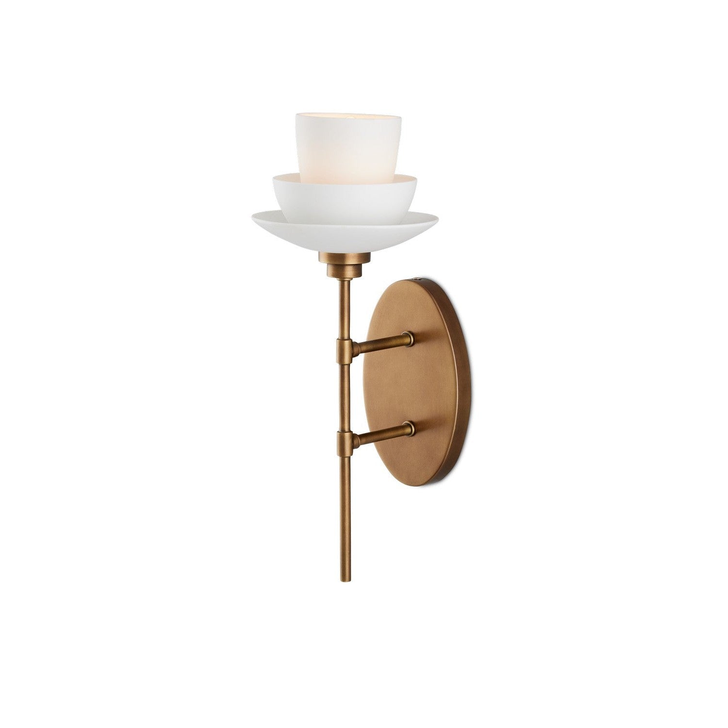 Currey and Company - 5000-0236 - One Light Wall Sconce - Etiquette Collection - Antique Brass/White