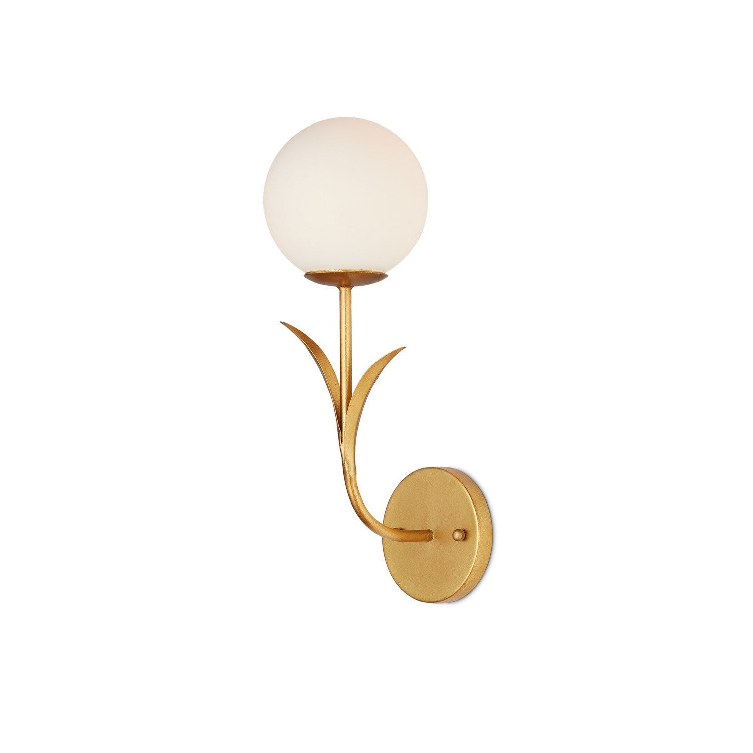 Currey and Company - 5000-0249 - One Light Wall Sconce - Rossville Collection - Contemporary Gold Leaf/Frosted White