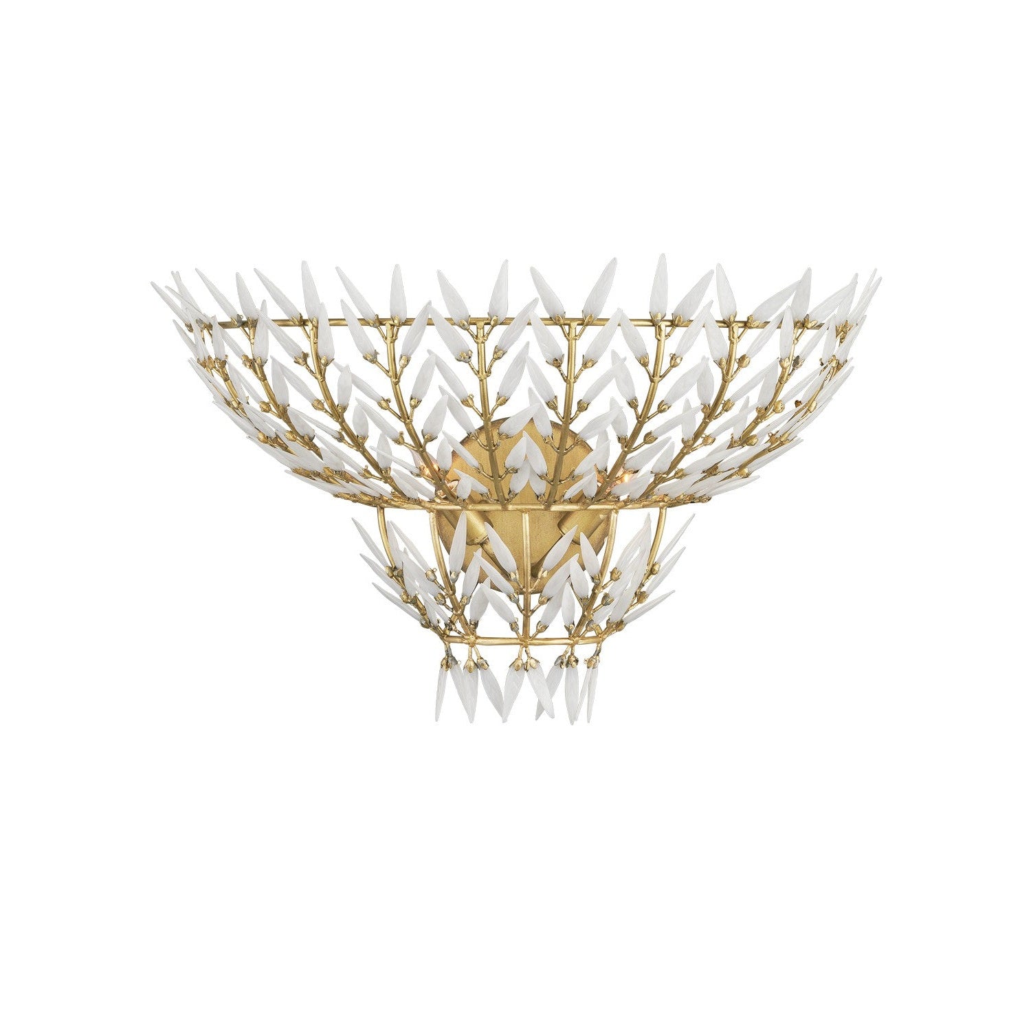 Currey and Company - 5000-0260 - Two Light Wall Sconce - Magnum Opus Collection - Brass/White