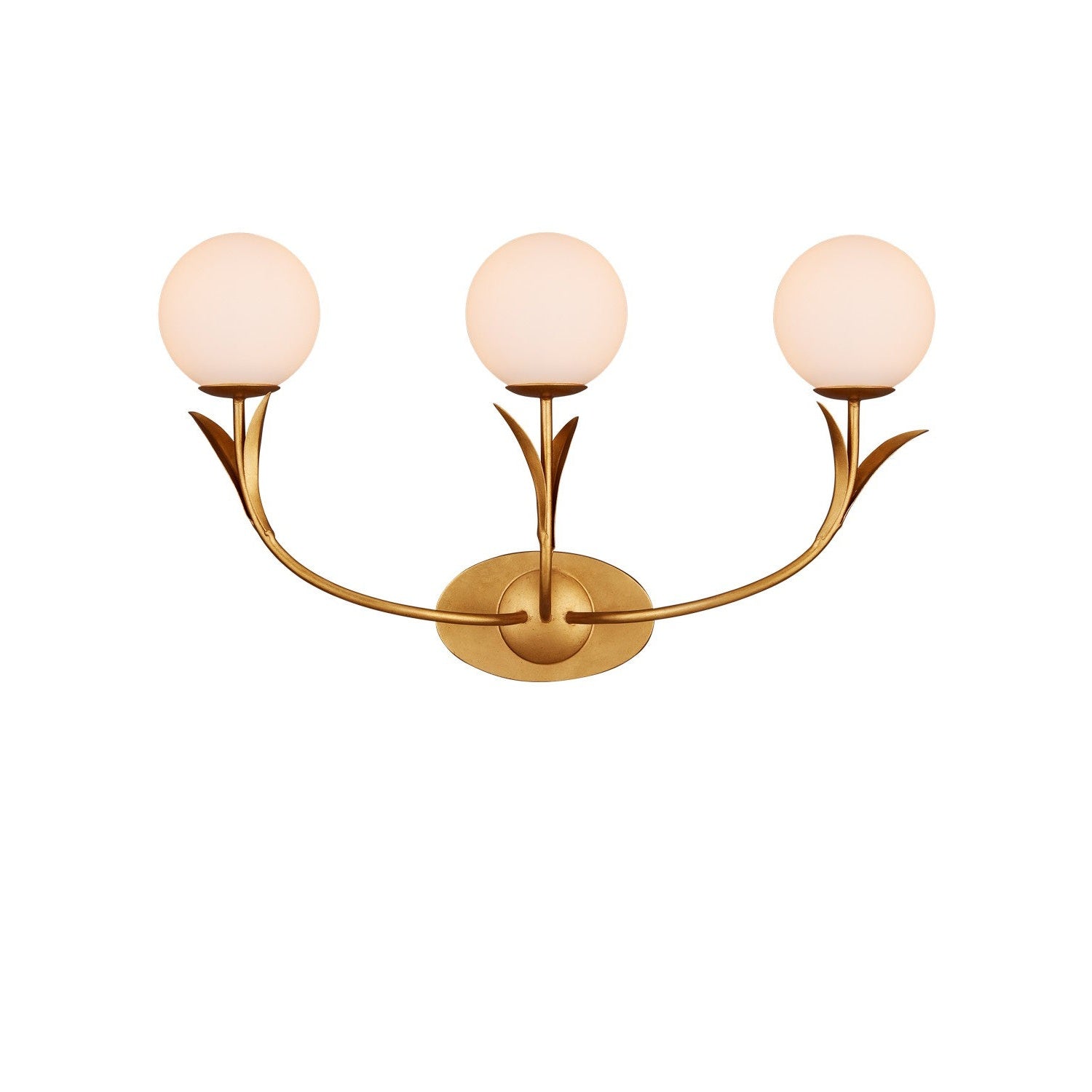 Currey and Company - 5000-0261 - Three Light Wall Sconce - Rossville Collection - Contemporary Gold Leaf/Sugar White/Frosted White