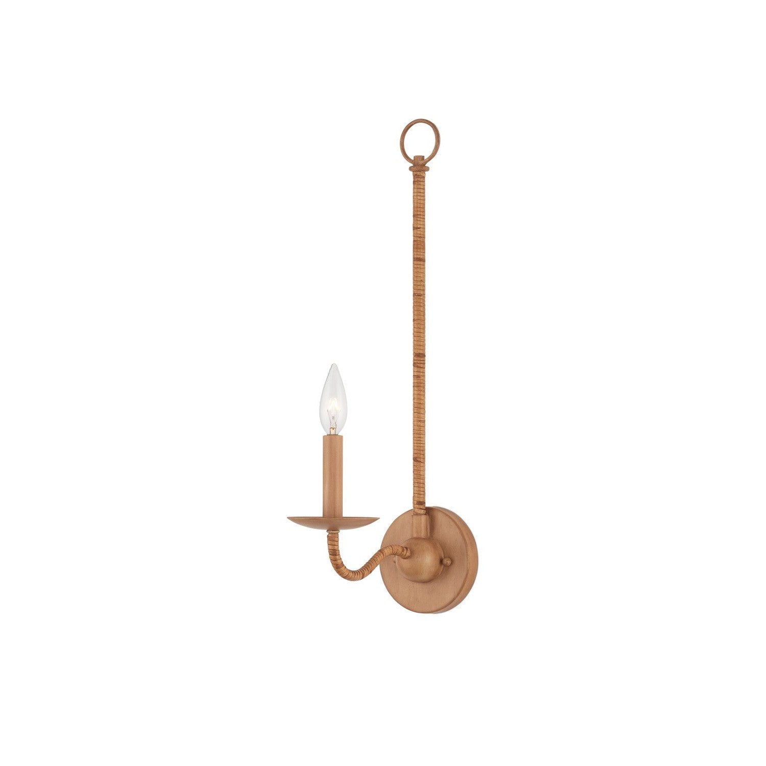 Currey and Company - 5000-0264 - One Light Wall Sconce - Saxon Collection - Saddle Tan/Natural