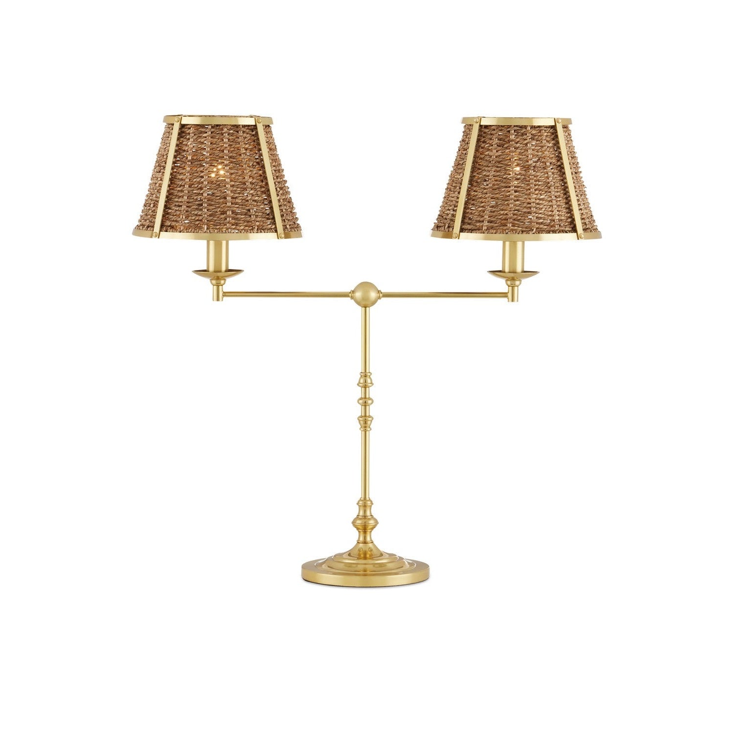 Currey and Company - 6000-0899 - Two Light Desk Lamp - Deauville Collection - Polished Brass/Natural