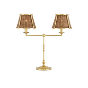 Currey and Company - 6000-0899 - Two Light Desk Lamp - Deauville Collection - Polished Brass/Natural
