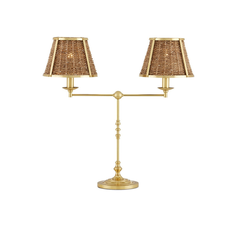 Currey and Company - 6000-0899 - Two Light Desk Lamp - Deauville Collection - Polished Brass/Natural
