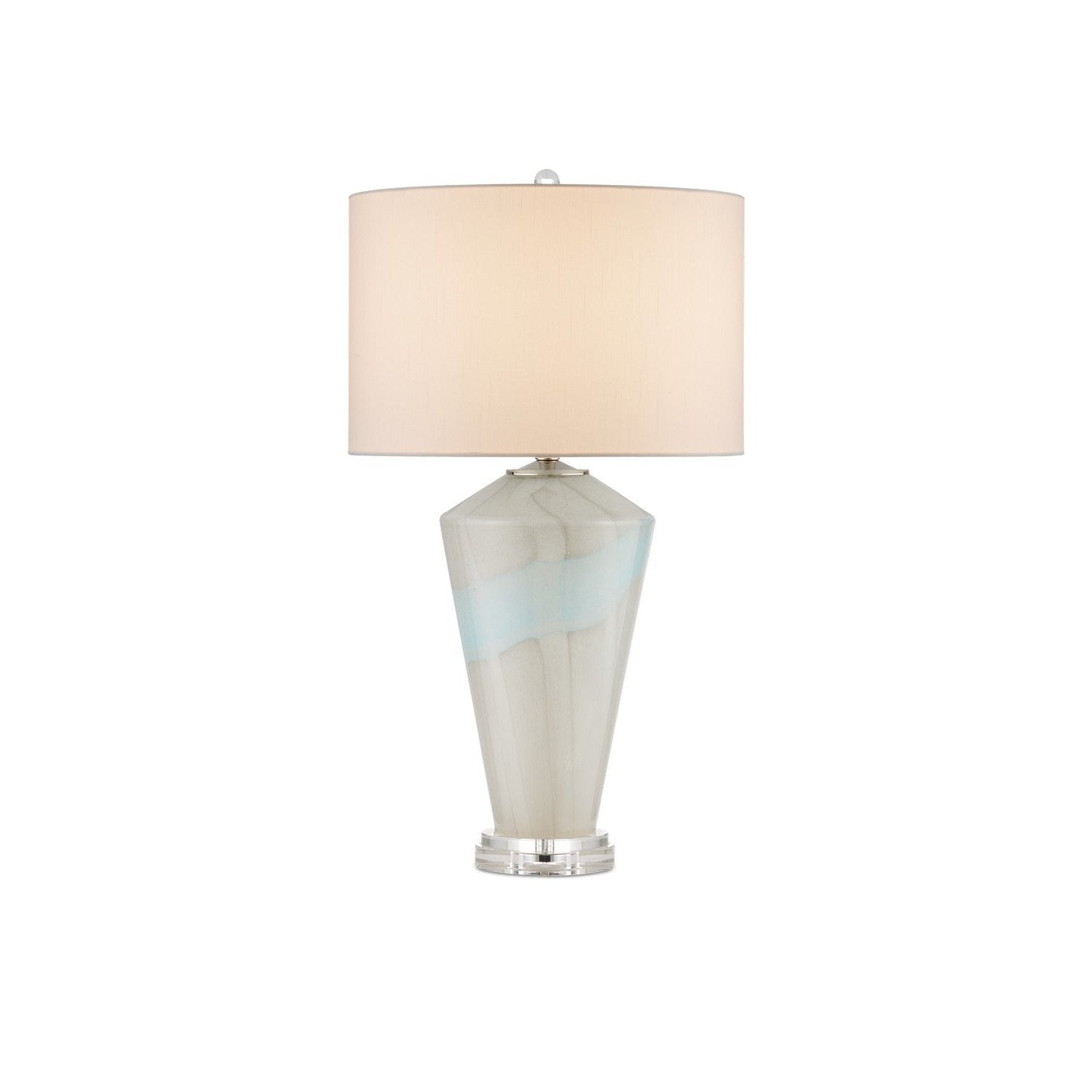 Currey and Company - 6000-0934 - One Light Table Lamp - Floating Cloud Collection - Pale Gray/Light Blue/Clear/Polished Nickel